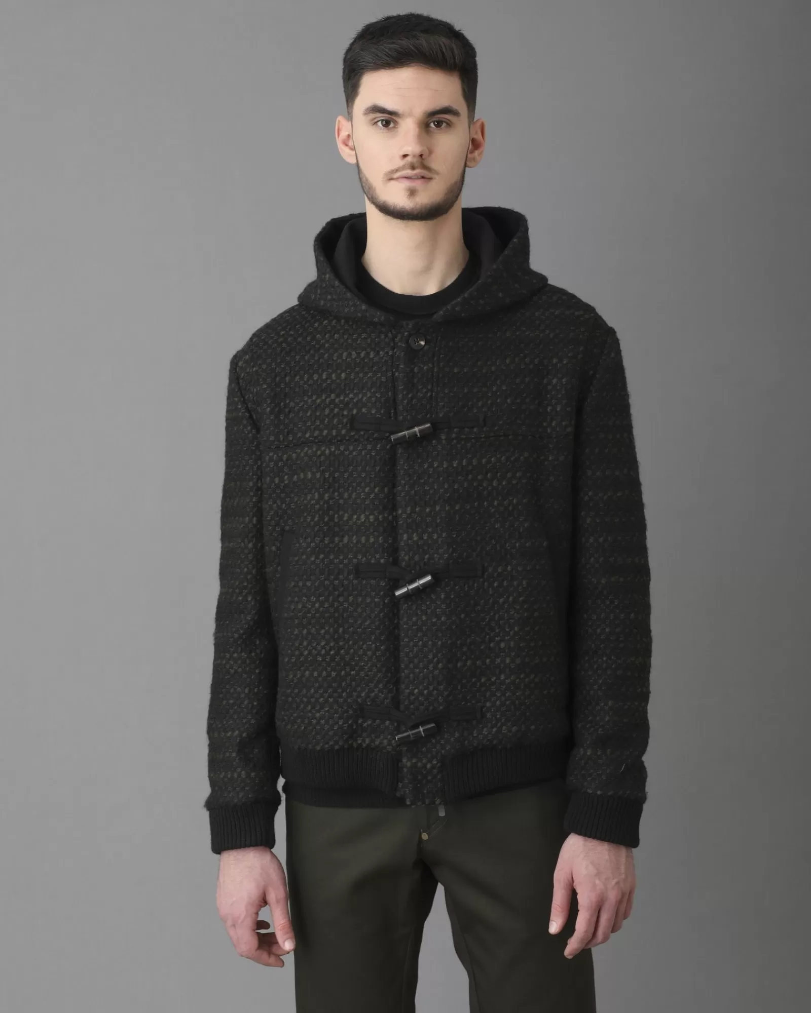 La Piscine Paris Blouson en laine mélangée à capuche Ly Adams Noir Flash Sale