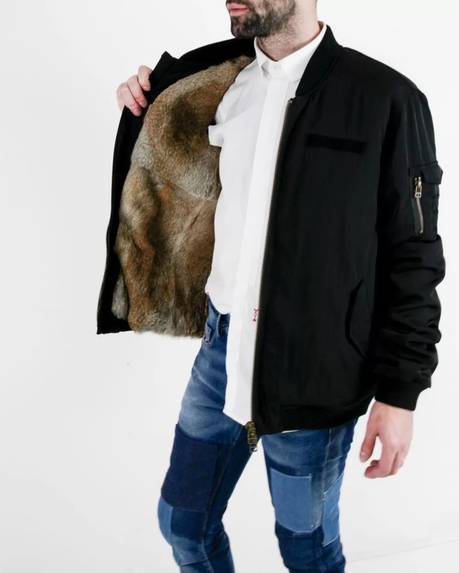 La Piscine Paris Blouson intérieur en peau de loup synthétique amovible Alessandra Chamonix Noir Shop