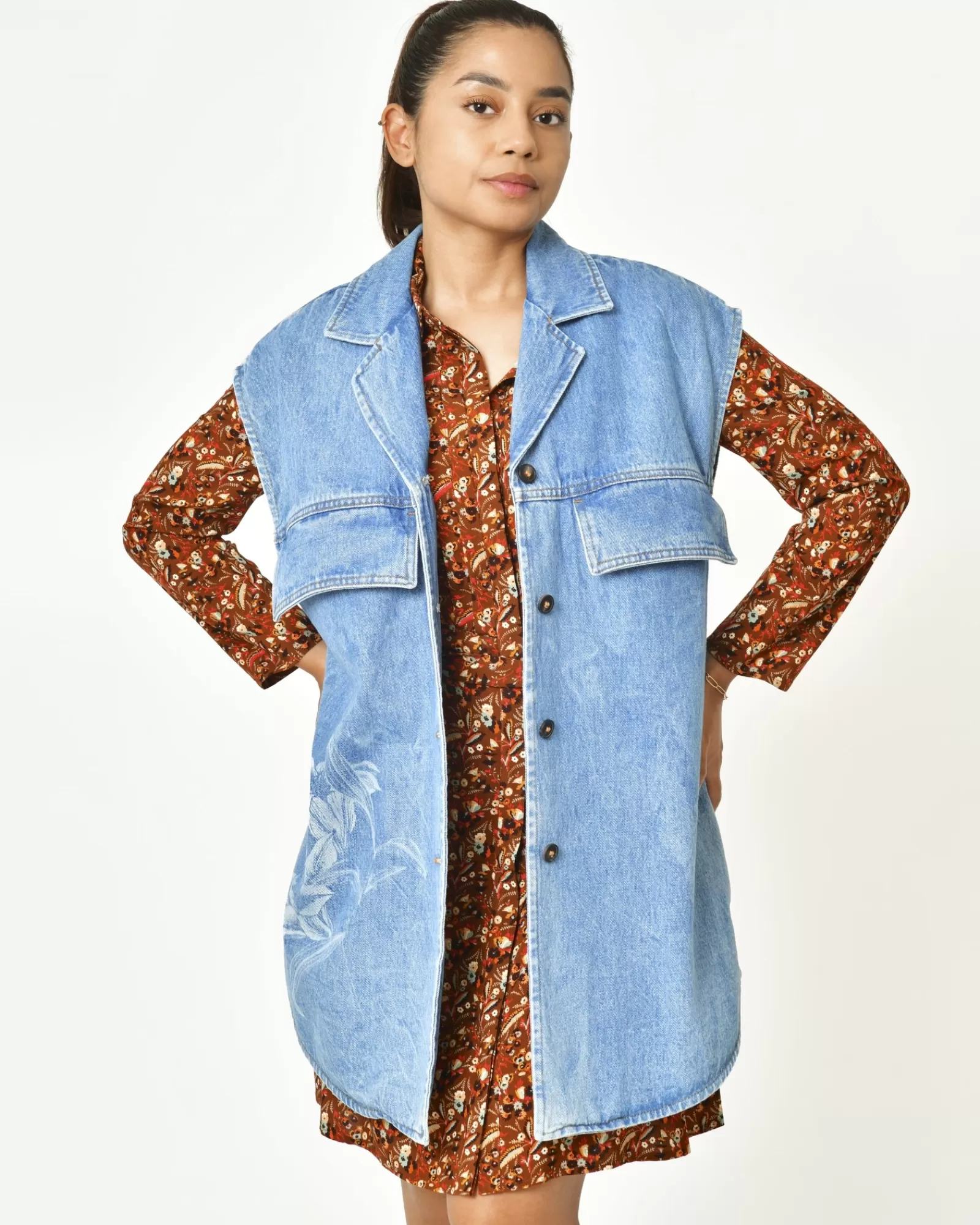 La Piscine Paris Blouson oversize en jean sans manche T_coat Bleu New