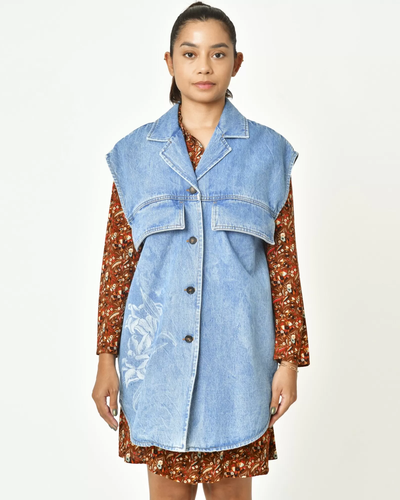 La Piscine Paris Blouson oversize en jean sans manche T_coat Bleu New