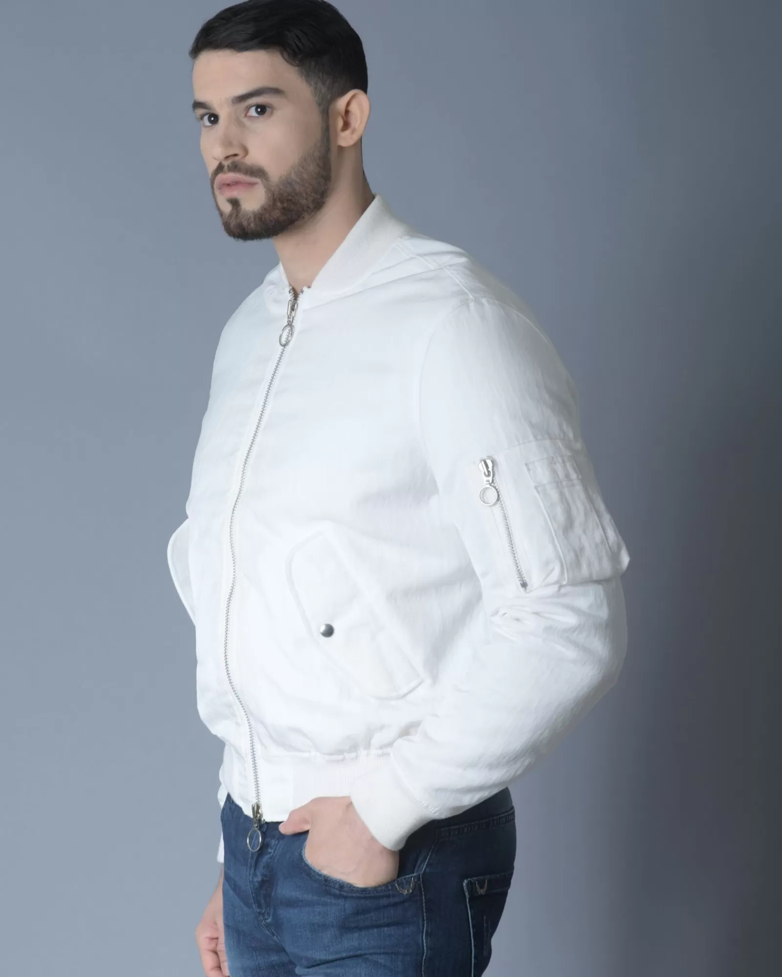 La Piscine Paris Bomber en nylon texturé Soulland Blanc Flash Sale