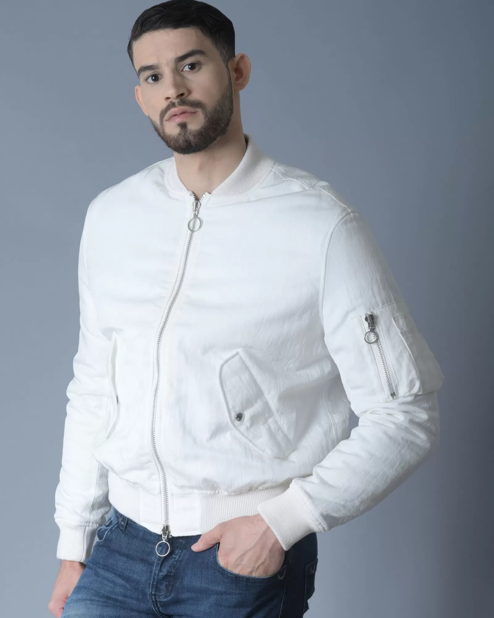 La Piscine Paris Bomber en nylon texturé Soulland Blanc Flash Sale