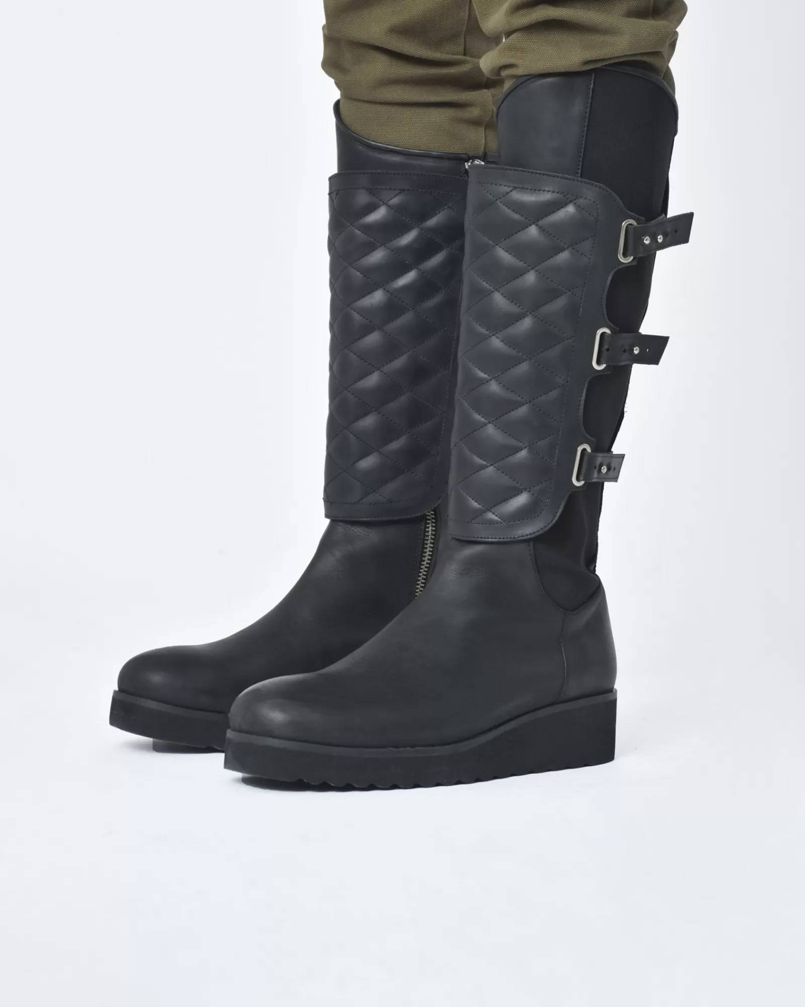 La Piscine Paris Bottes genoux en cuir Nostra Santissima Noir Fashion