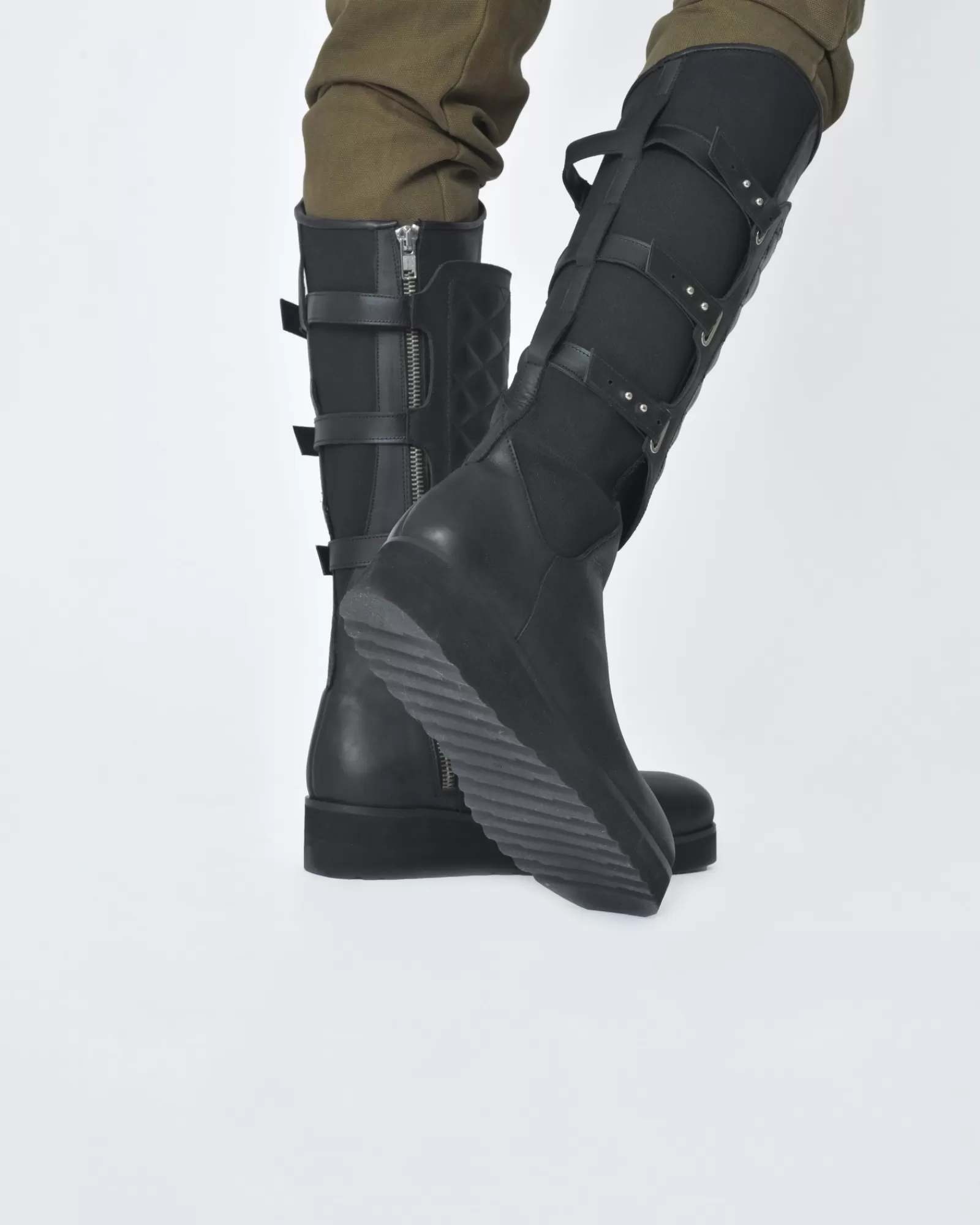 La Piscine Paris Bottes genoux en cuir Nostra Santissima Noir Fashion