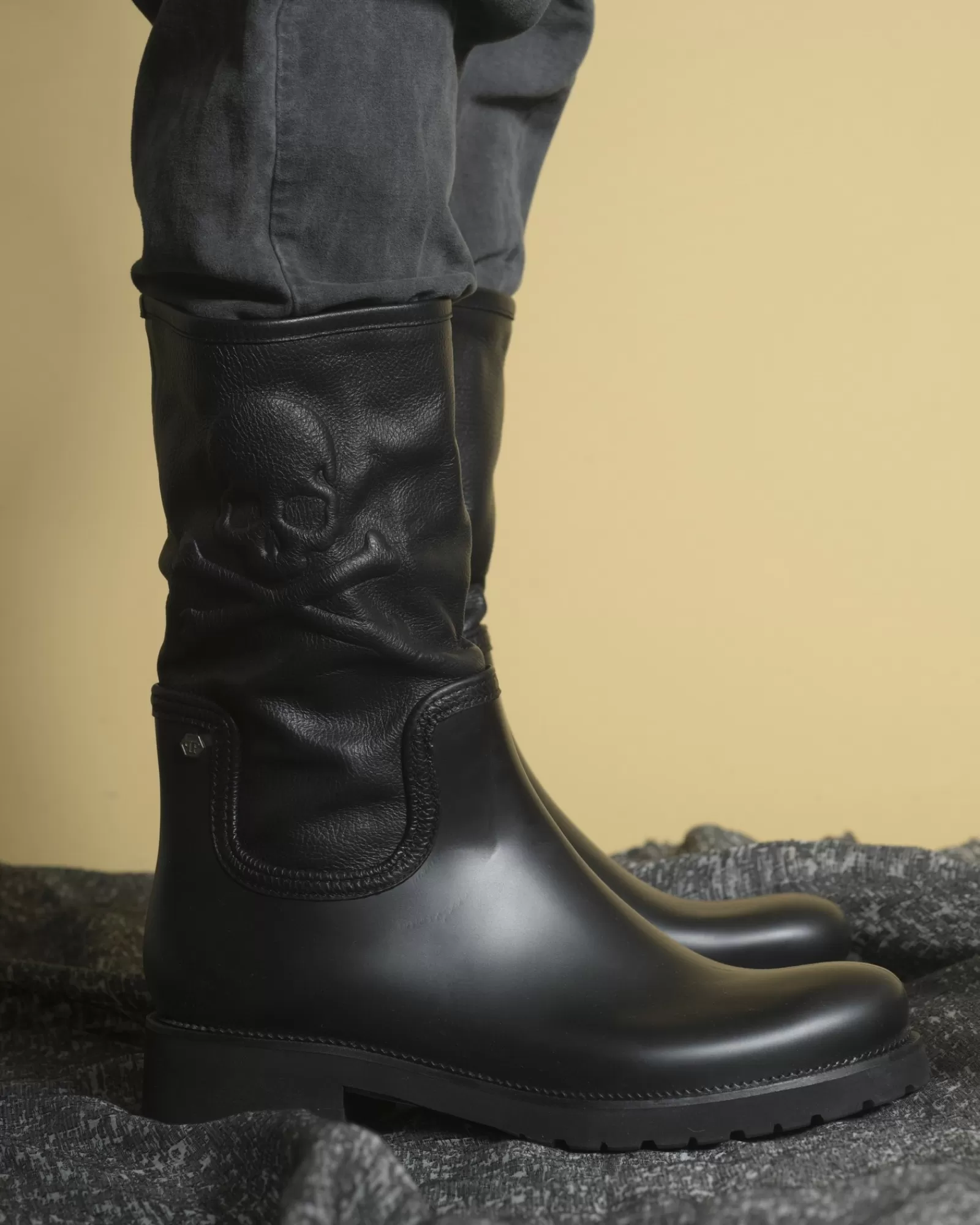 La Piscine Paris Bottes imperméables à empiècement en cuir Philipp Plein Noir Clearance