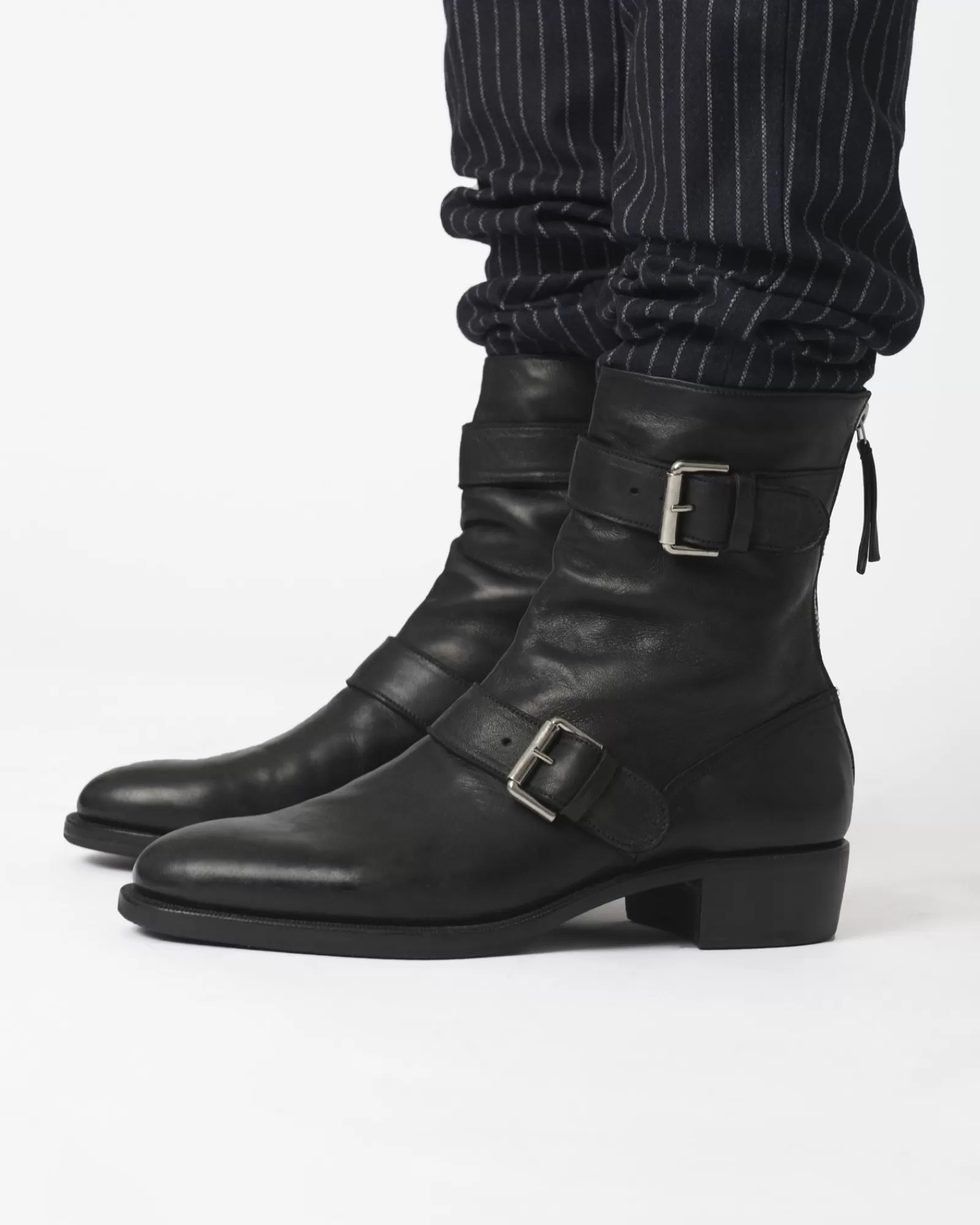 La Piscine Paris Bottines en cuir avec des Boucles en argent Premiata Noir Hot