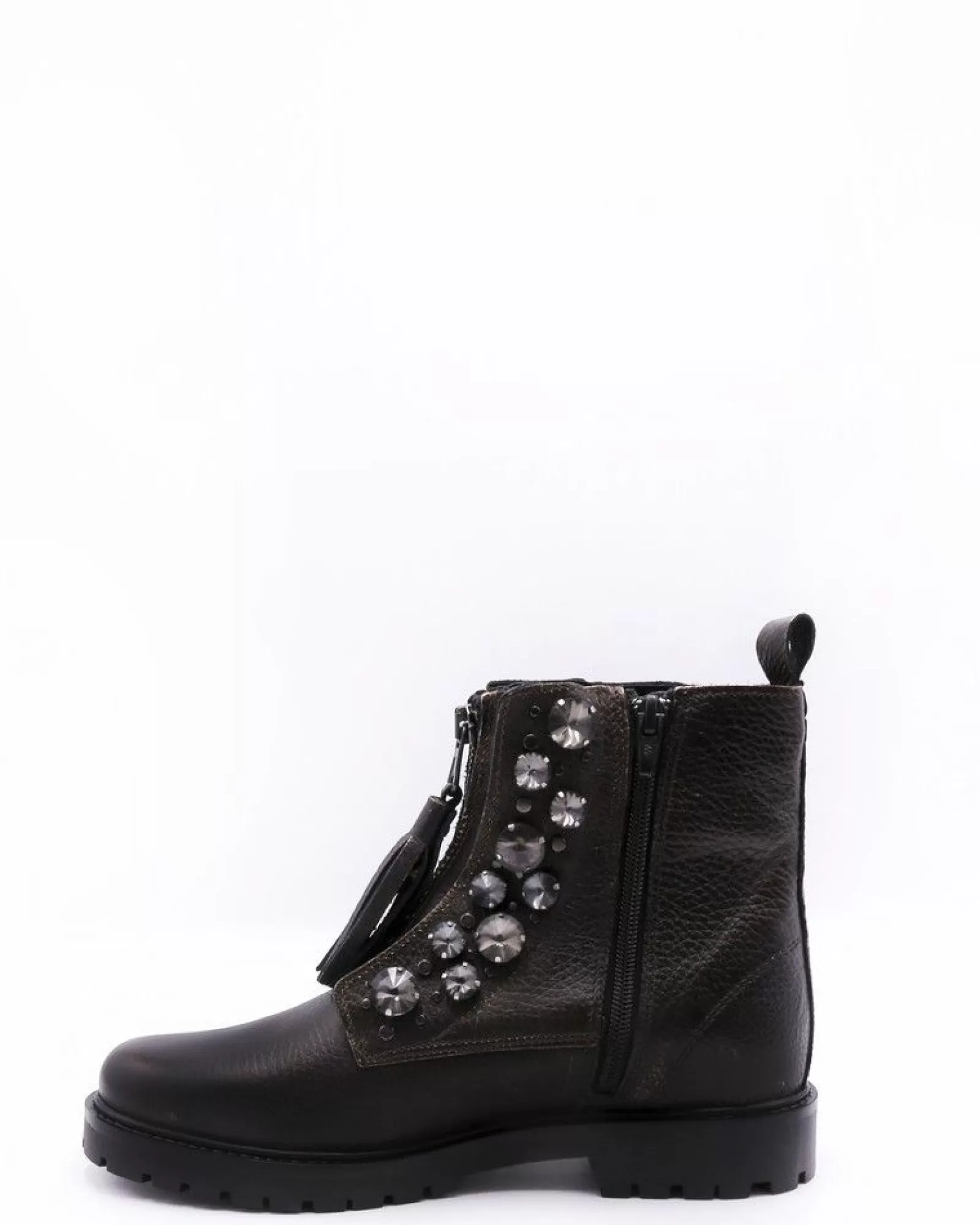 La Piscine Paris Bottines en cuir effet métallisé agrémenté de bijoux Wild Won Marron Clearance