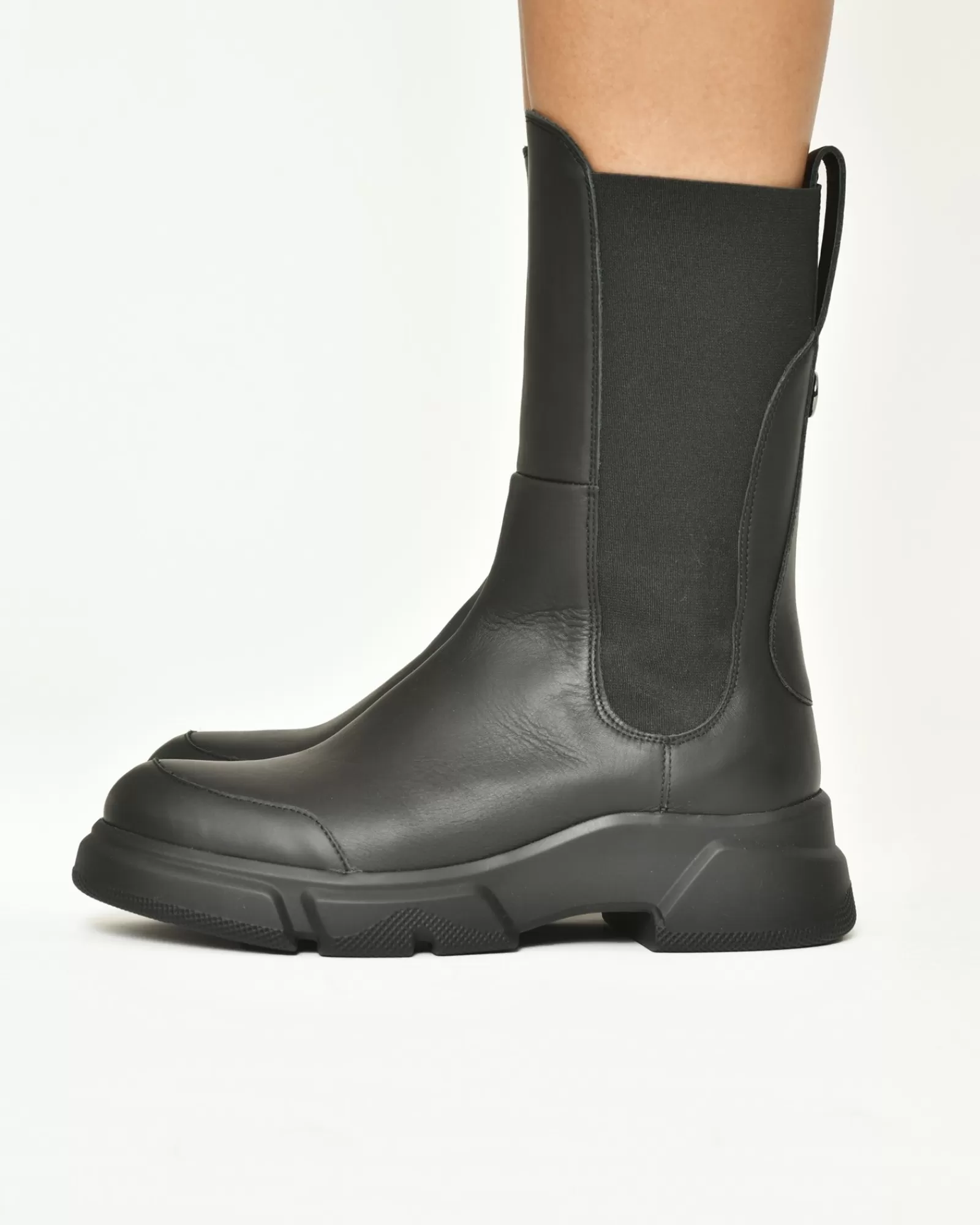 La Piscine Paris Bottines en cuir et caoutchouc e Voile Blanche Noir Shop