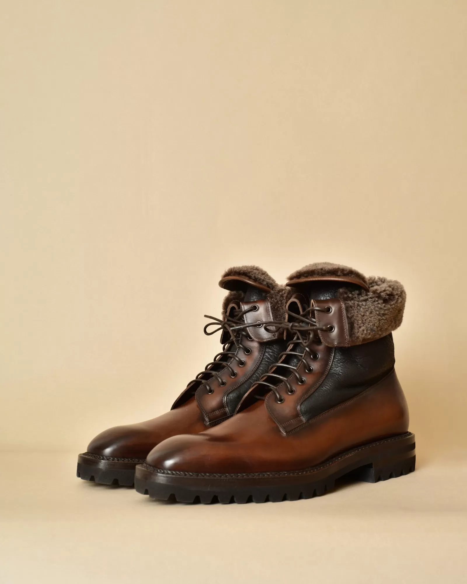 La Piscine Paris Bottines en cuir fourrées Franceschetti Marron Store