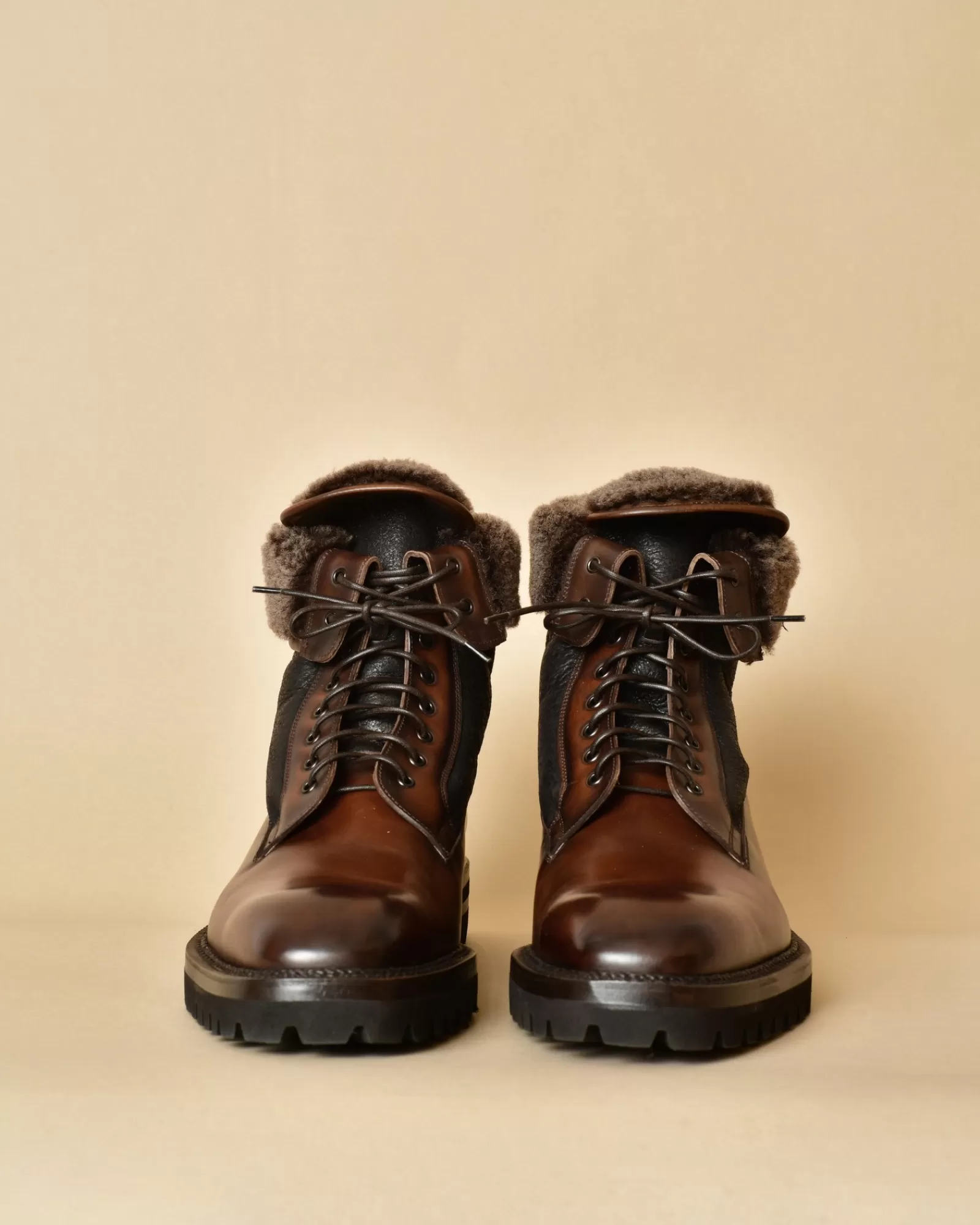 La Piscine Paris Bottines en cuir fourrées Franceschetti Marron Store