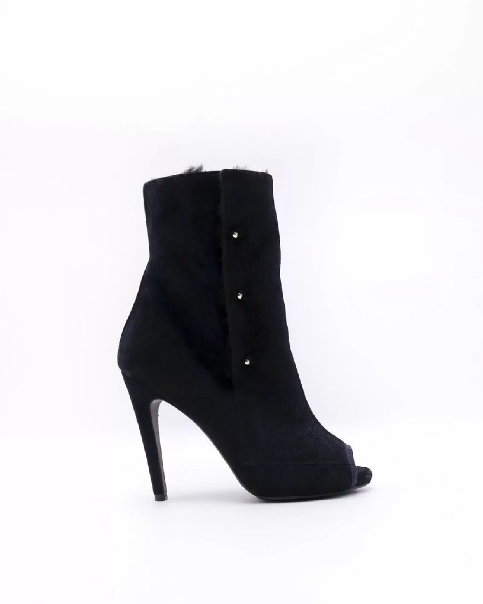 La Piscine Paris Bottines en daim à effet métallisé et en fourrure synthétique Aperlai Bleu Cheap