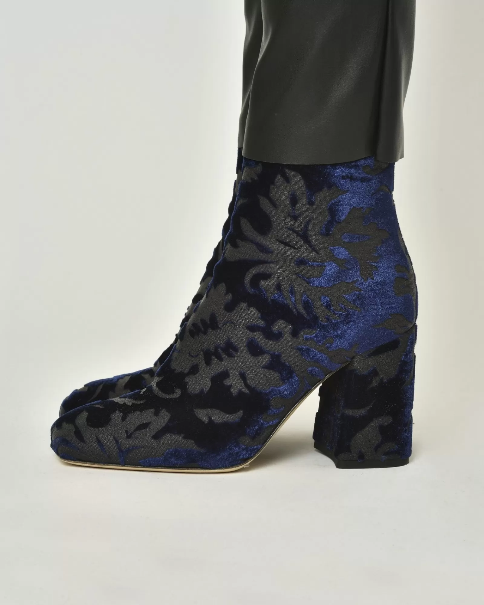 La Piscine Paris Bottines en velours imprimé Space Simona Corsellini Bleu New