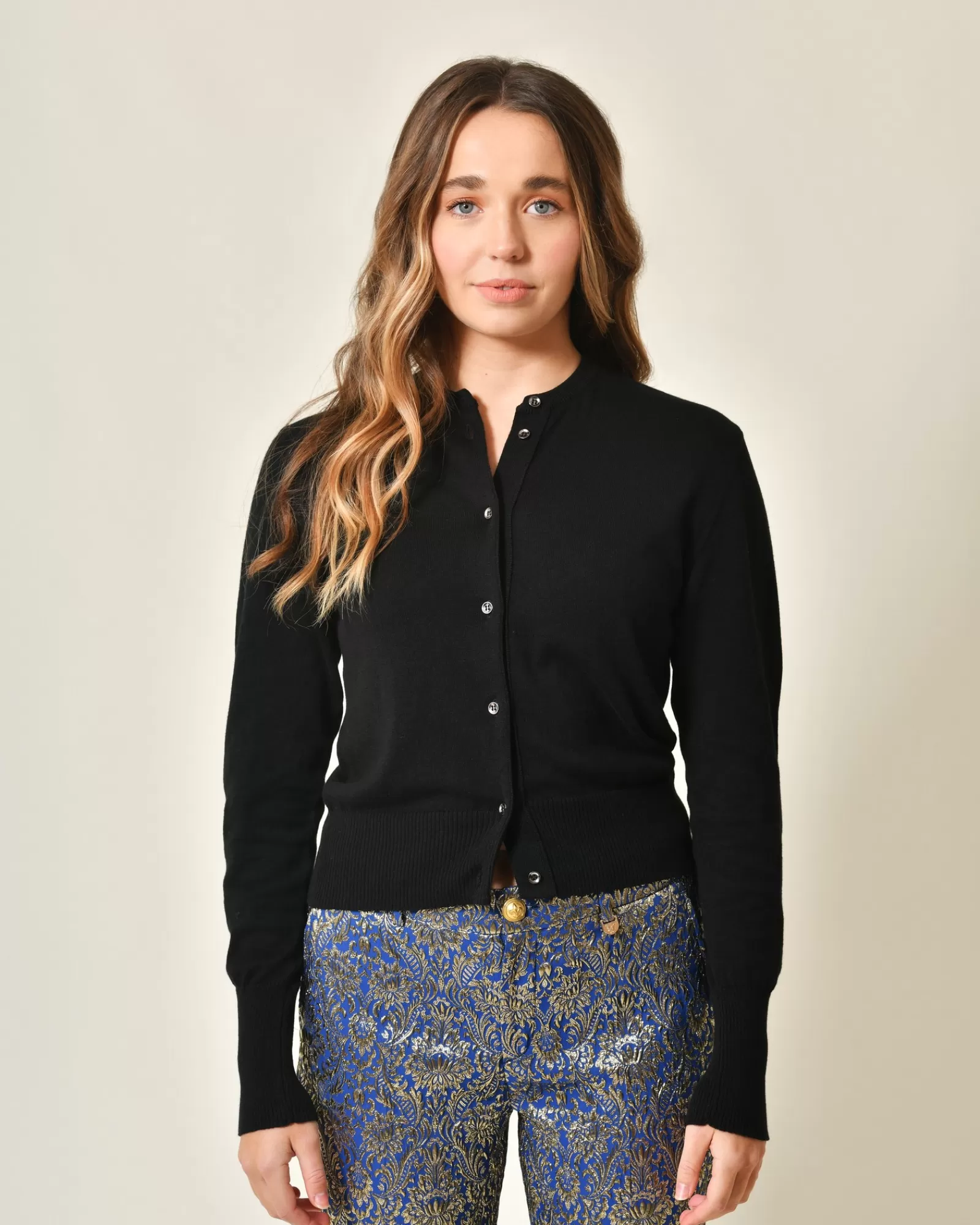 La Piscine Paris Cardigan en coton Emma White Noir Outlet