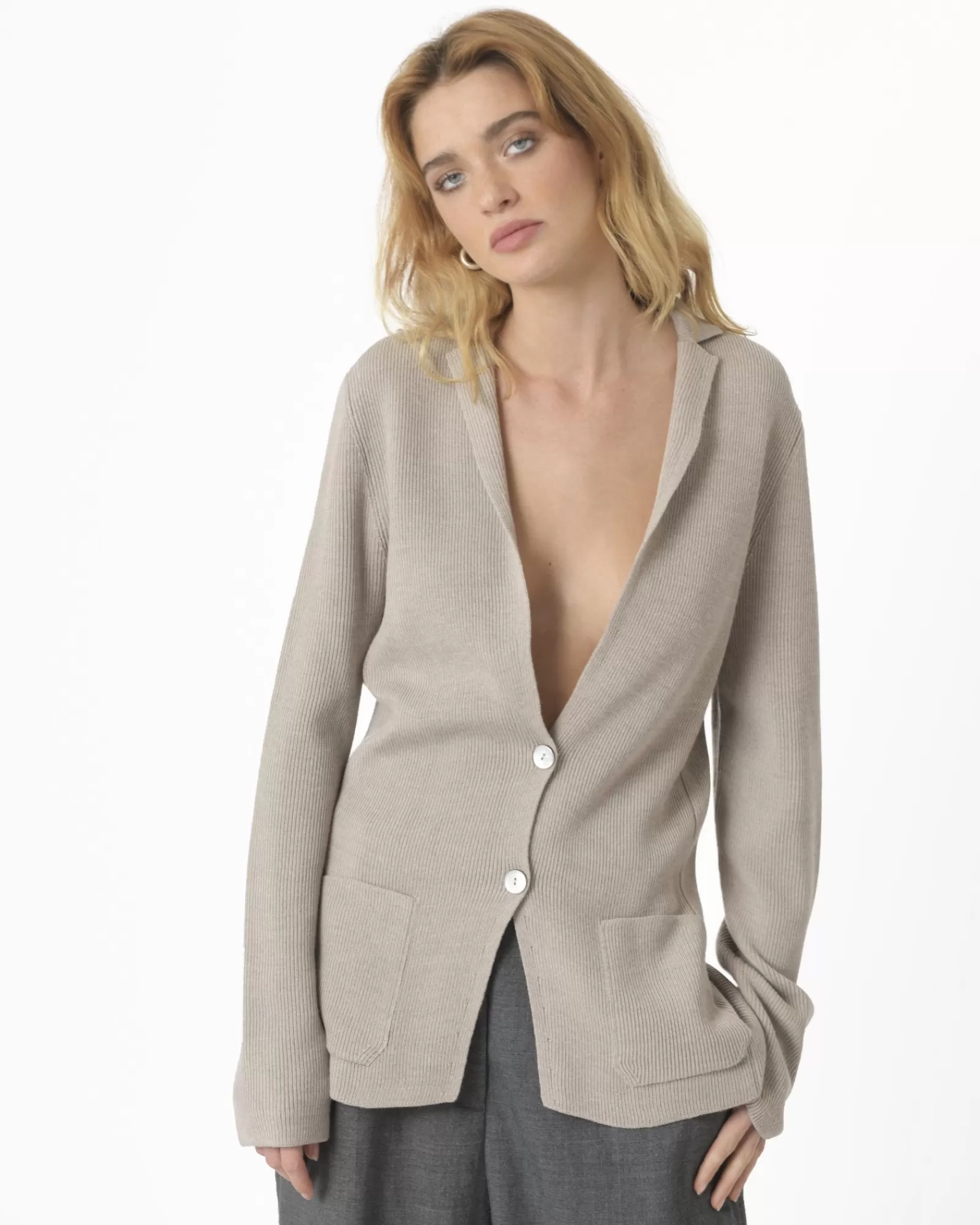 La Piscine Paris Cardigan en laine Manostorti Beige Best