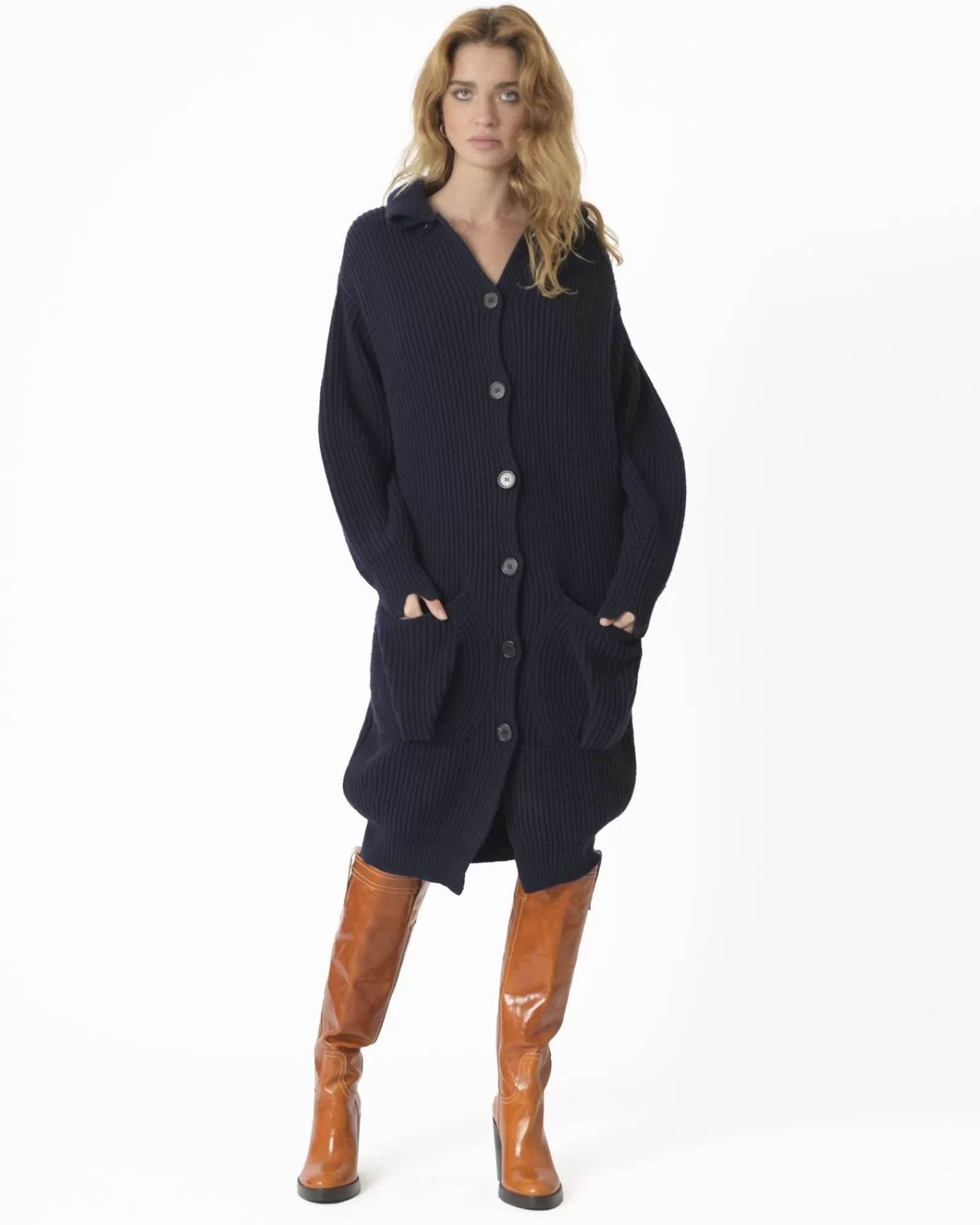 La Piscine Paris Cardigan en laine vierge Stefano Mortari Bleu Best