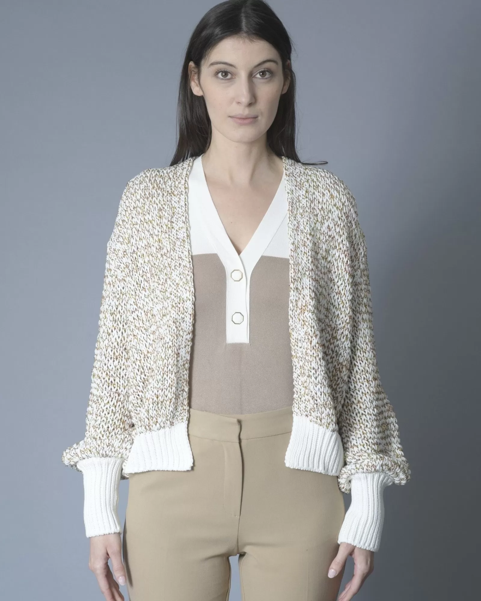 La Piscine Paris Cardigan en maille à sequins multicolores Nude Blanc Best