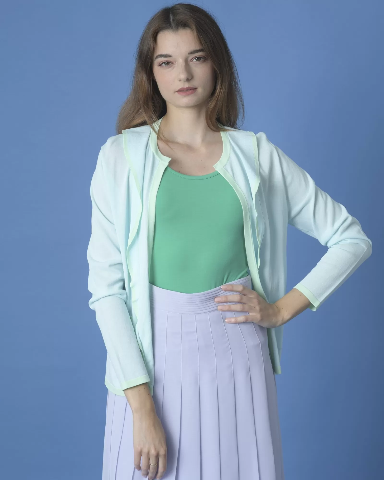 La Piscine Paris Cardigan en maille clair Edward Achour Bleu Shop