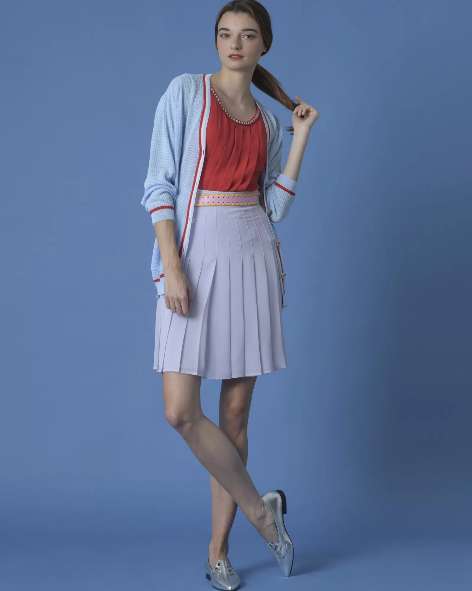 La Piscine Paris Cardigan en maille e Edward Achour Bleu Best Sale