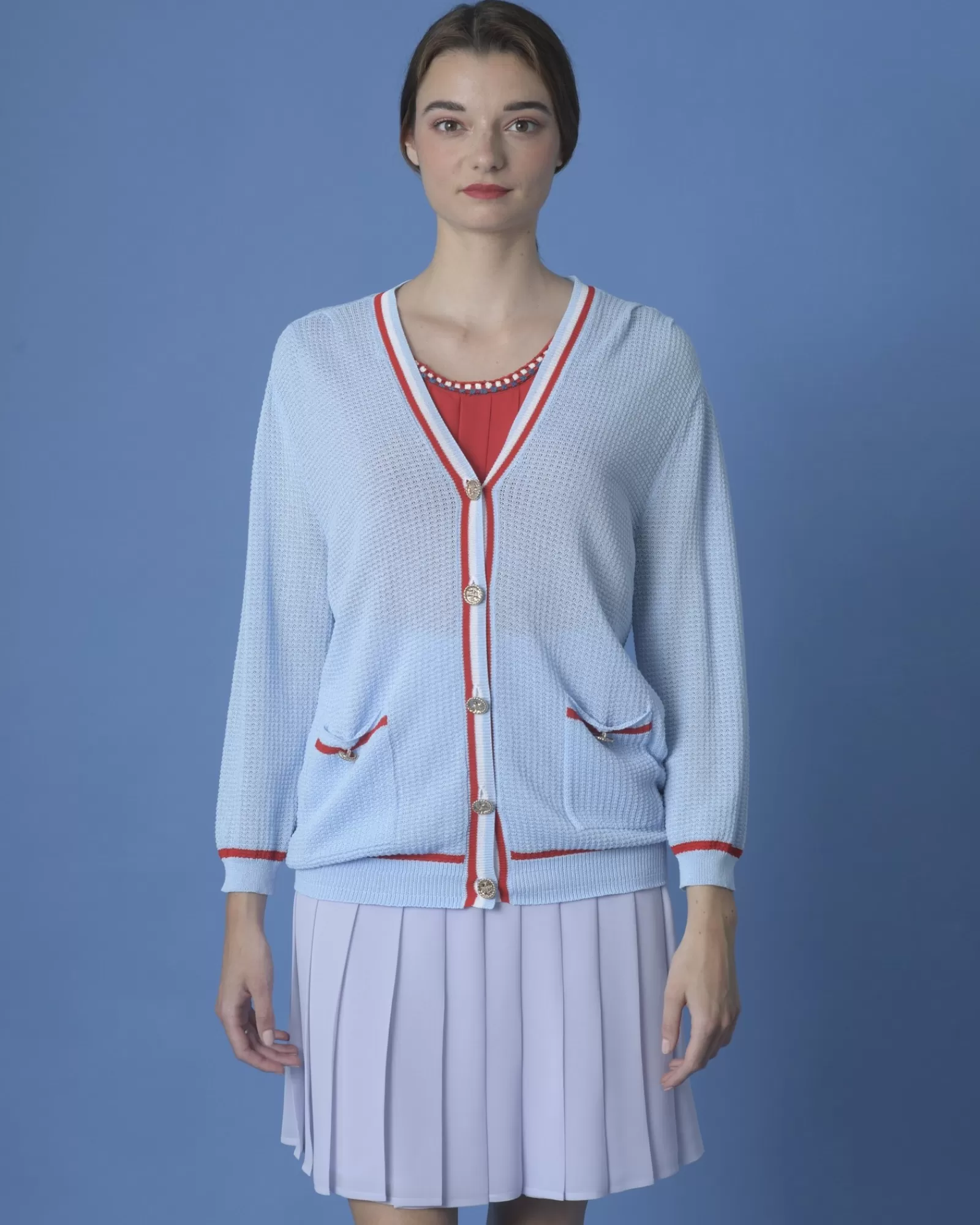 La Piscine Paris Cardigan en maille e Edward Achour Bleu Best Sale
