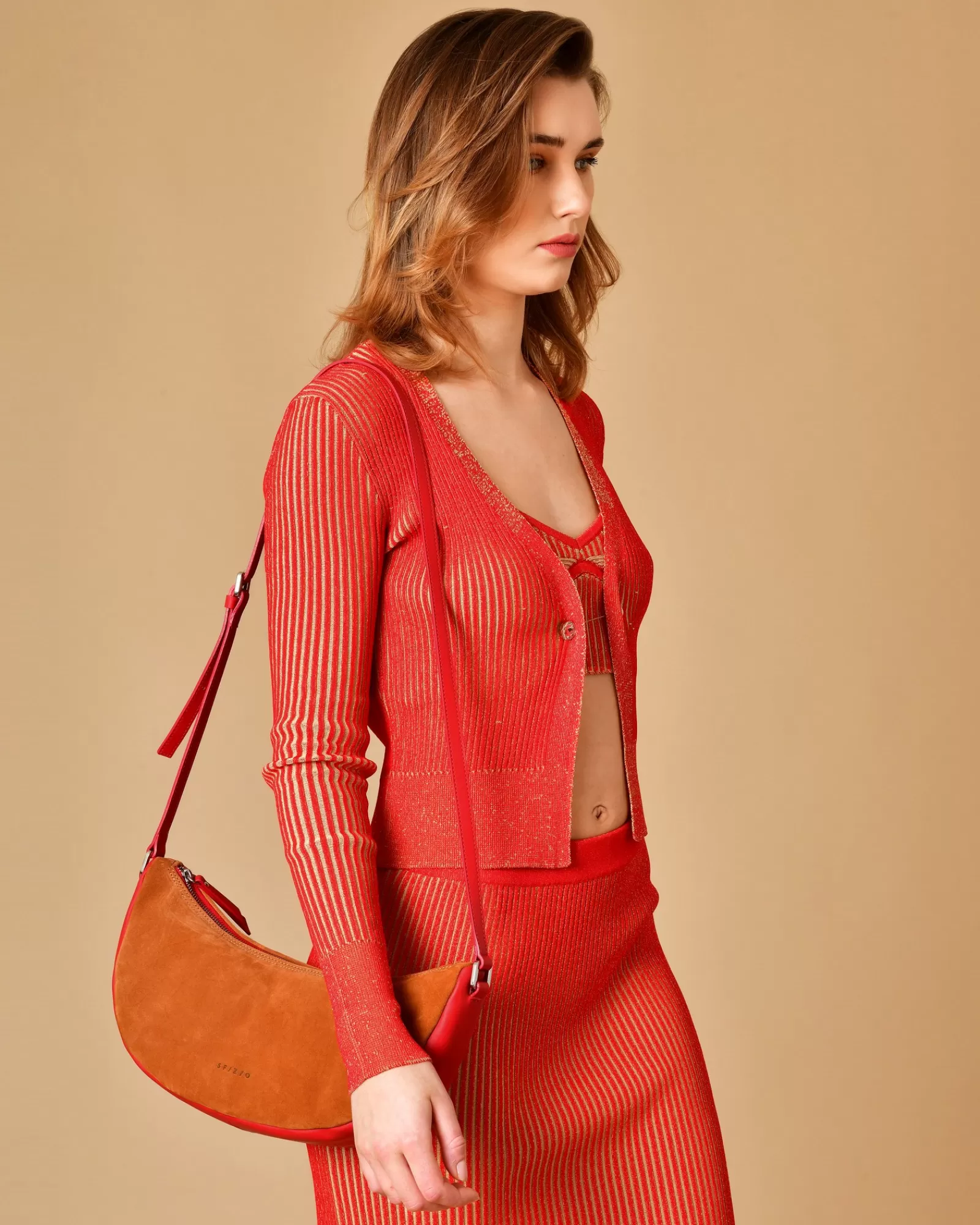 La Piscine Paris Cardigan en maille côtelé Beatrice B Rouge Outlet