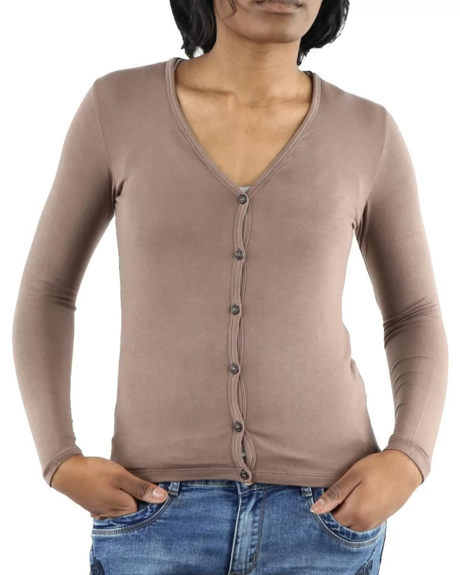 La Piscine Paris Cardigan fin avec cachemire Casheart Marron Shop