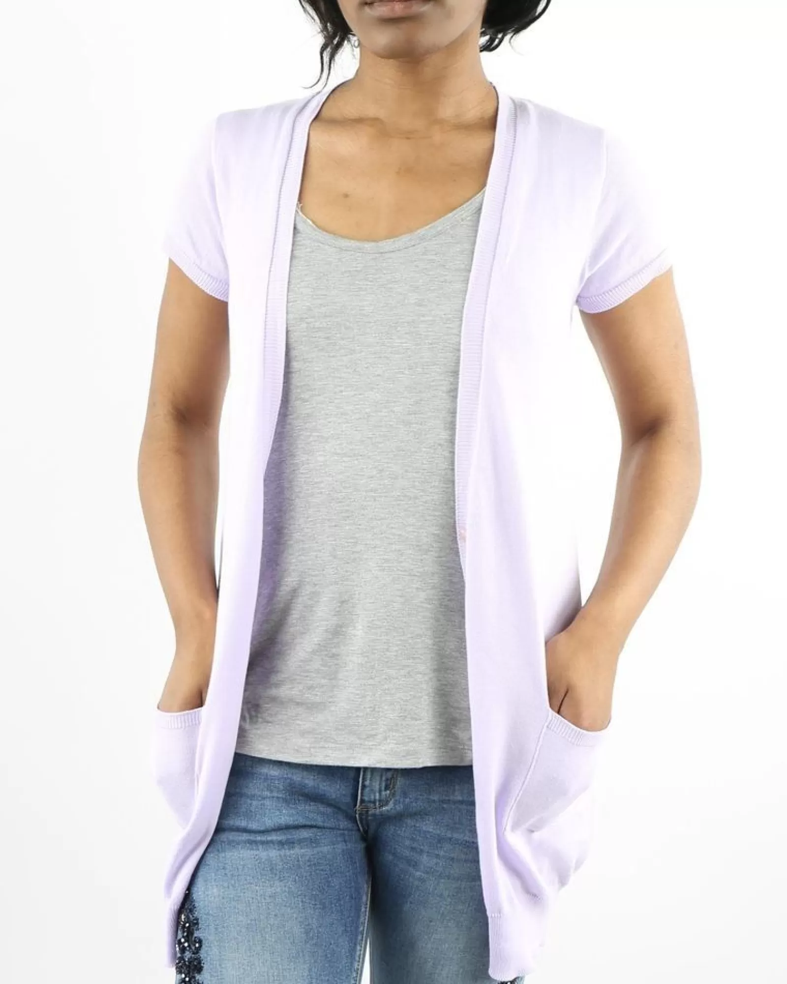 La Piscine Paris Cardigan long en coton Casheart Violet New
