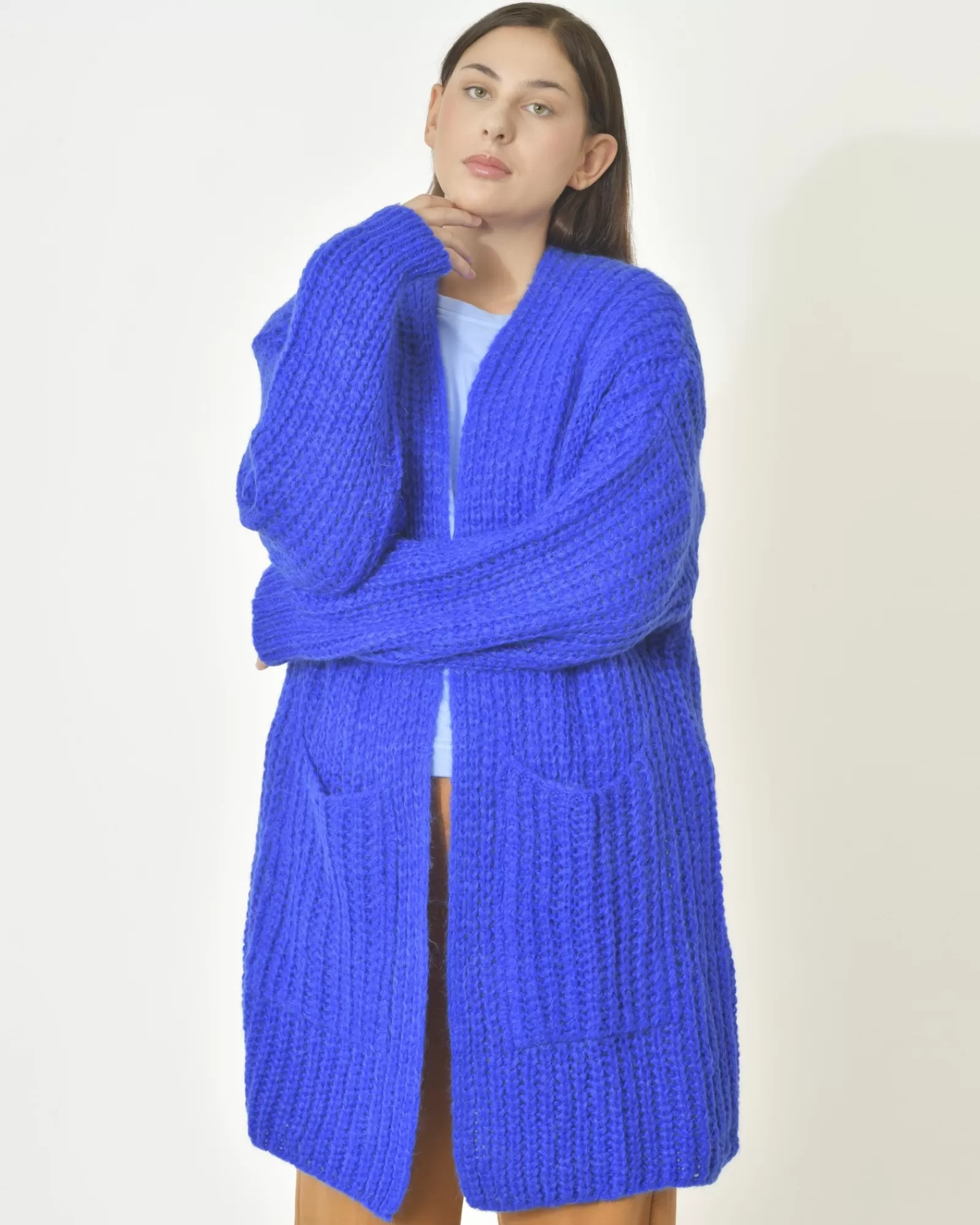 La Piscine Paris Cardigan tricot en mohair mélangé Emma White Bleu Best Sale
