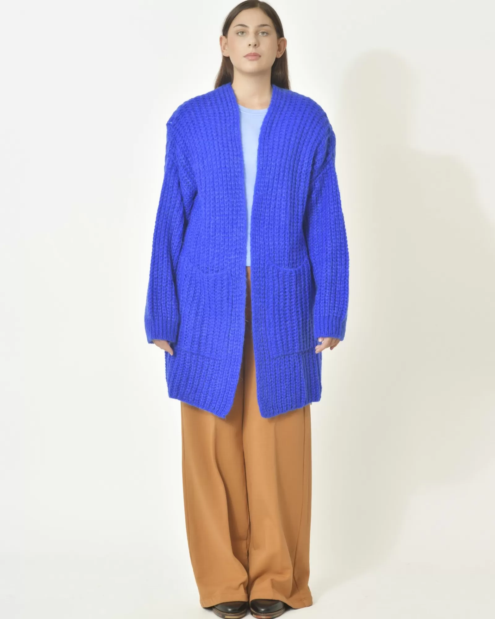 La Piscine Paris Cardigan tricot en mohair mélangé Emma White Bleu Best Sale