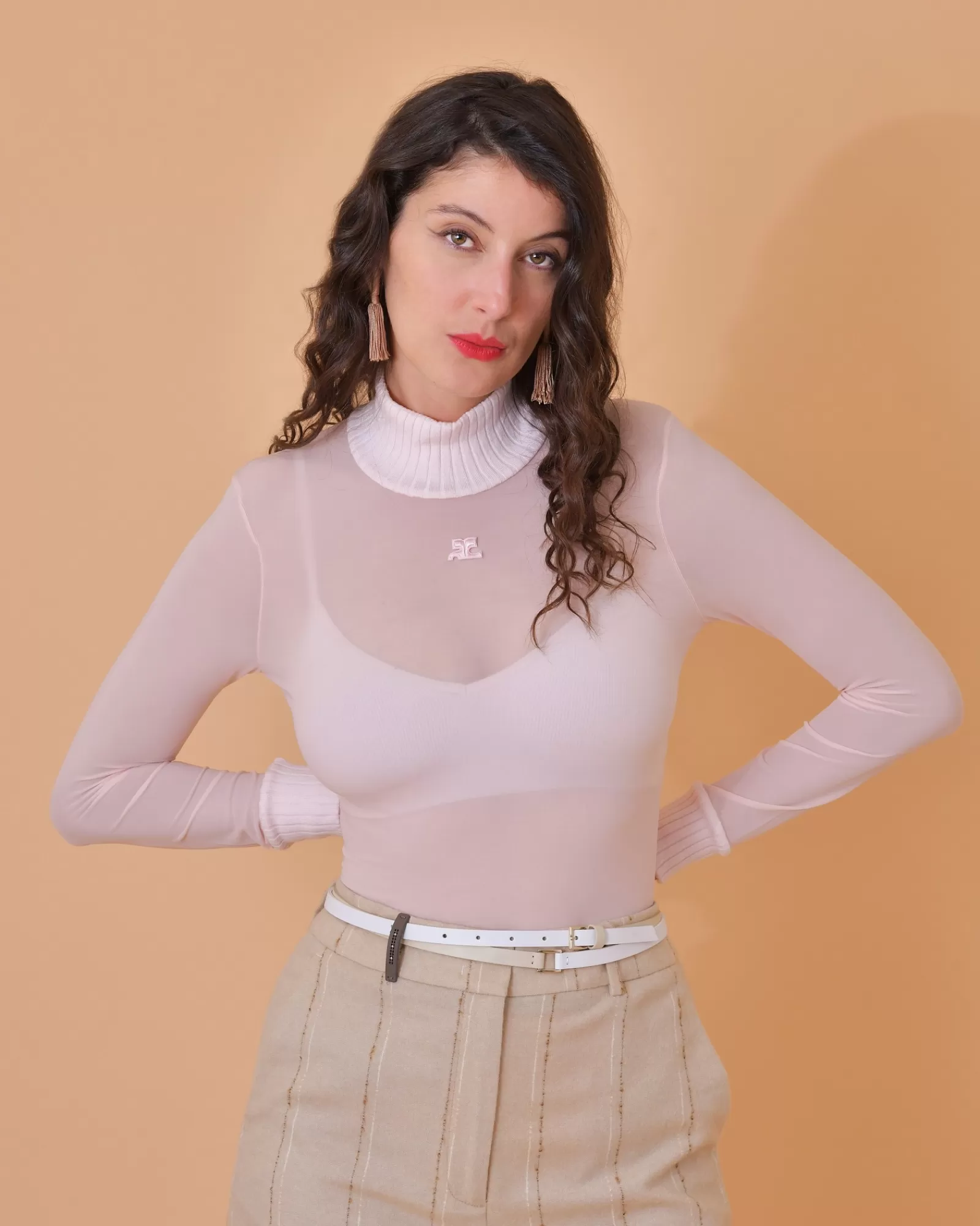La Piscine Paris Ceinture en cuir à deux tours bicolore Lorena Antoniazzi Blanc Store