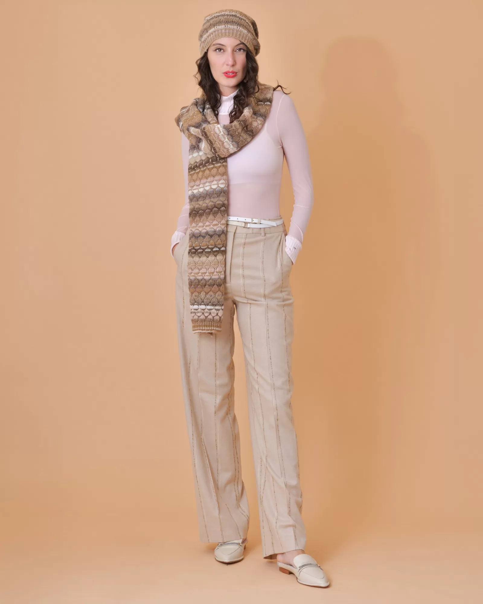 La Piscine Paris Ceinture en cuir à deux tours bicolore Lorena Antoniazzi Blanc Store