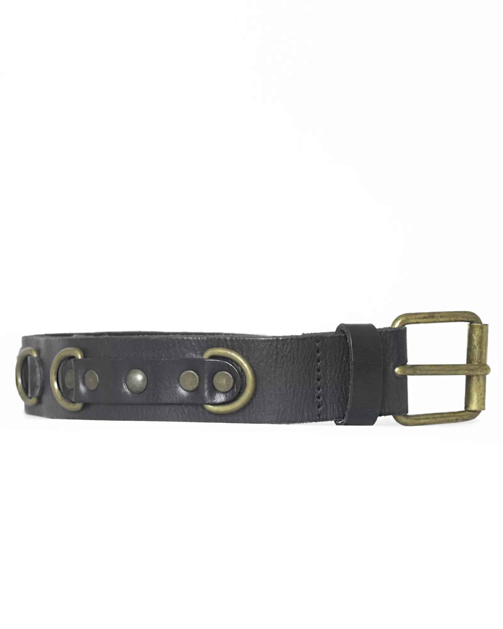La Piscine Paris Ceinture en cuir à étriers et à boucle dorée Plein Sud Noir Discount