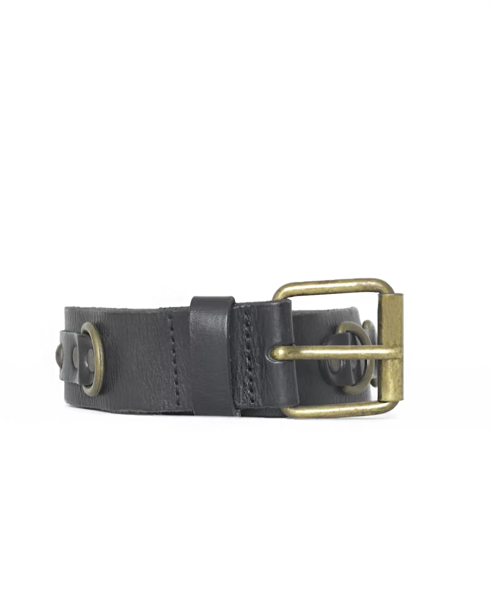 La Piscine Paris Ceinture en cuir à étriers et à boucle dorée Plein Sud Noir Discount