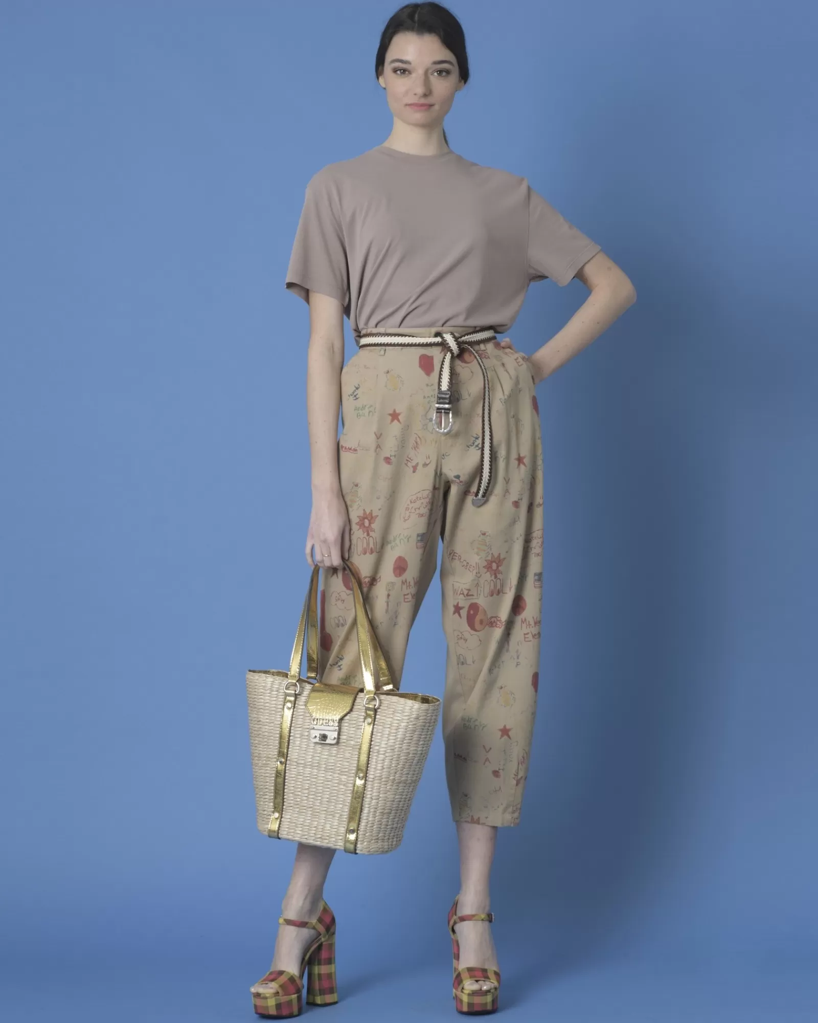 La Piscine Paris Ceinture fine bi-matière Eleventy Beige Clearance