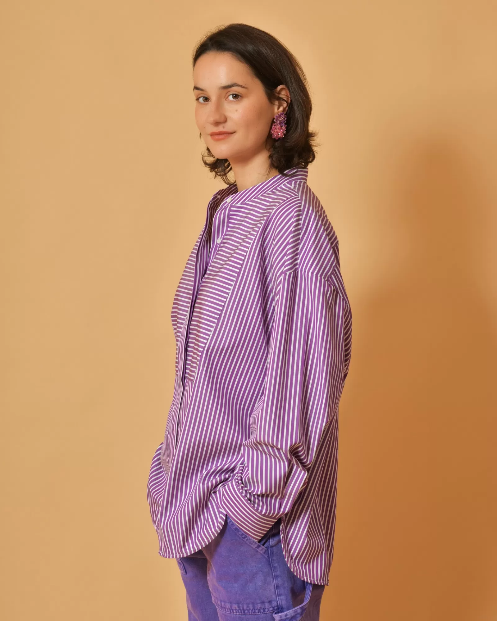 La Piscine Paris Chemise à rayures Chloé Stora Violet Flash Sale