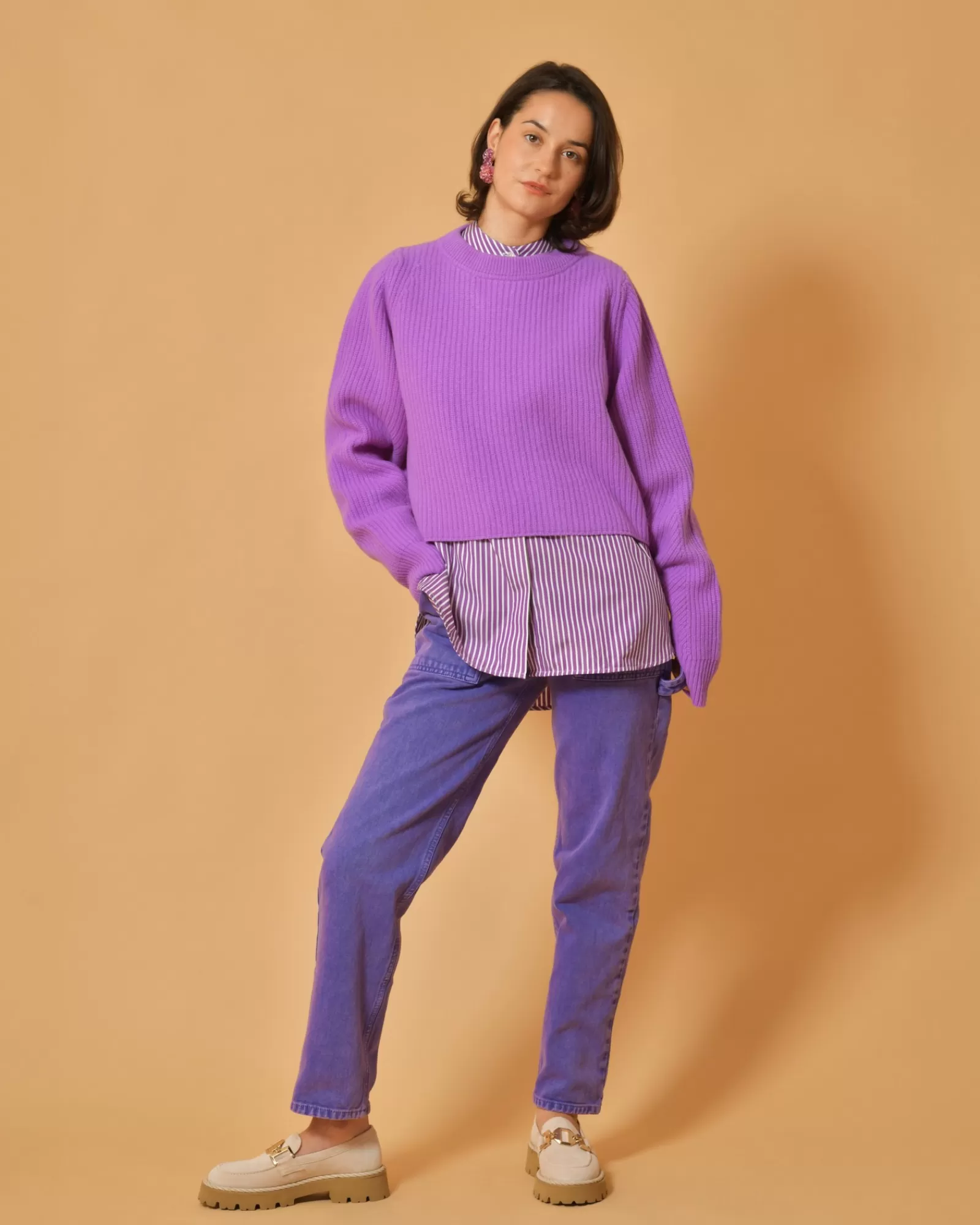 La Piscine Paris Chemise à rayures Chloé Stora Violet Flash Sale