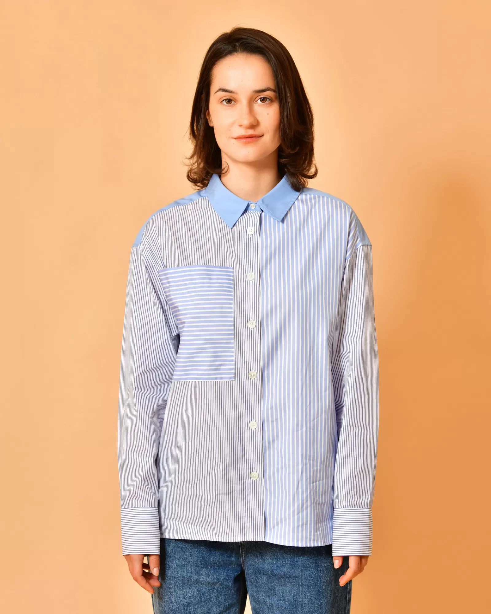 La Piscine Paris Chemise en coton à rayures Chloé Stora Bleu Hot