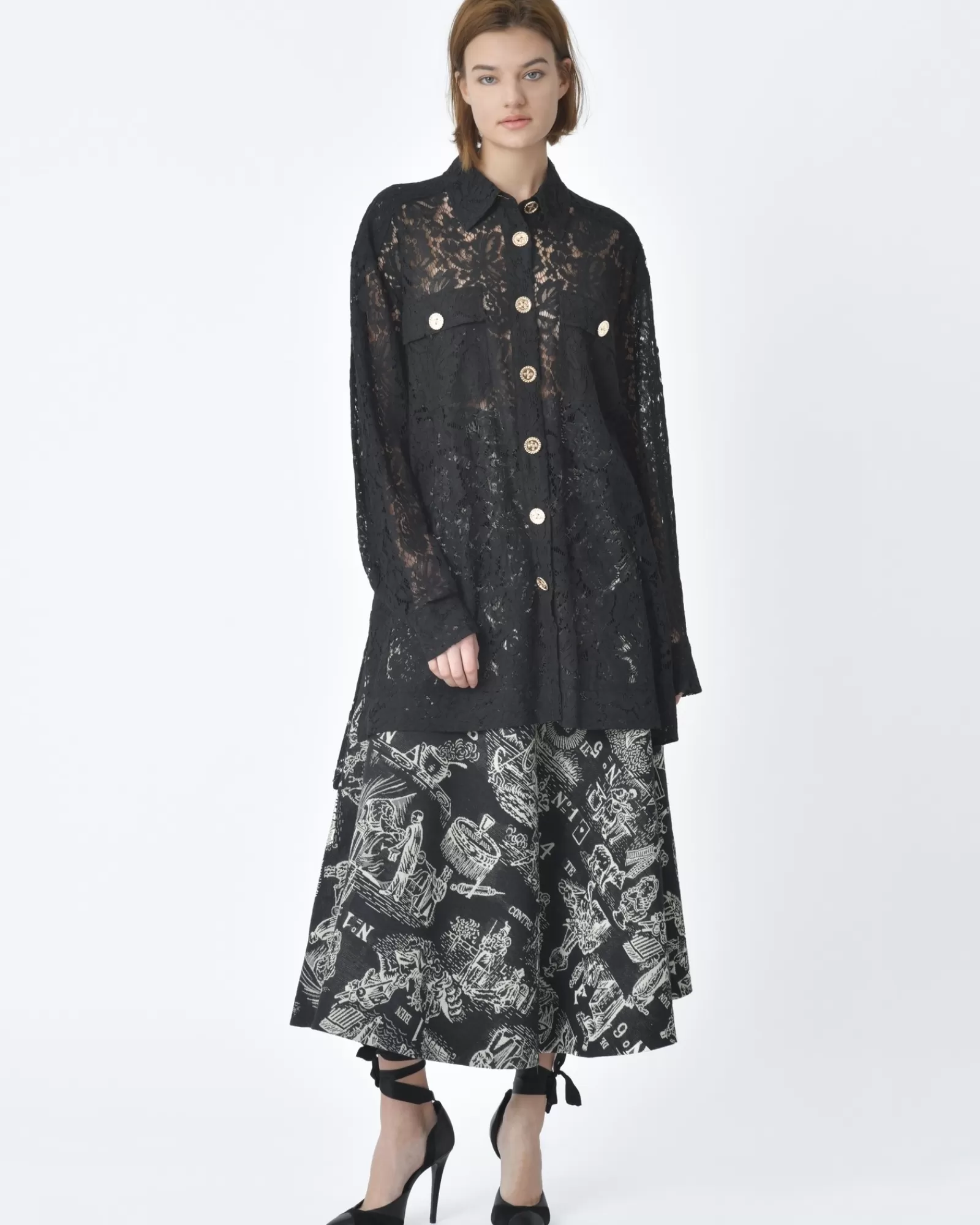 La Piscine Paris Chemise en dentelle e Edward Achour Noir Sale