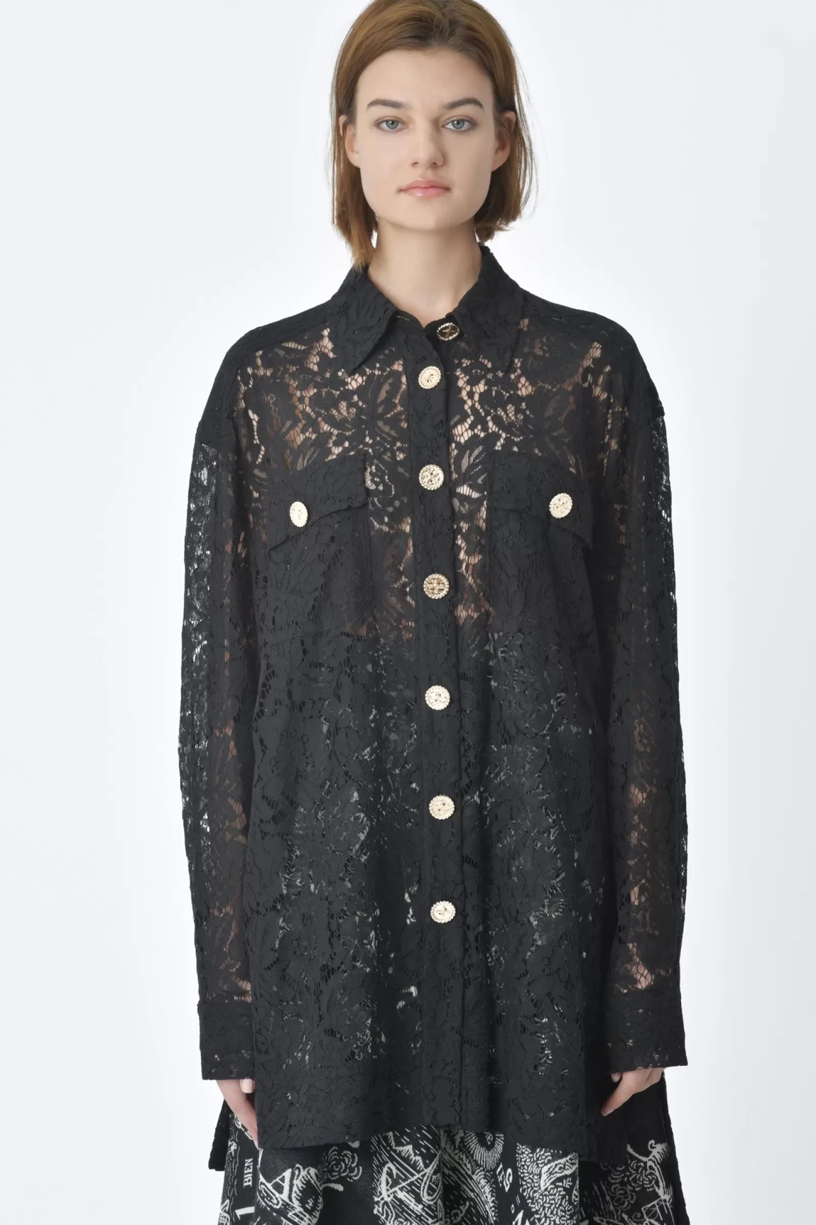 La Piscine Paris Chemise en dentelle e Edward Achour Noir Sale
