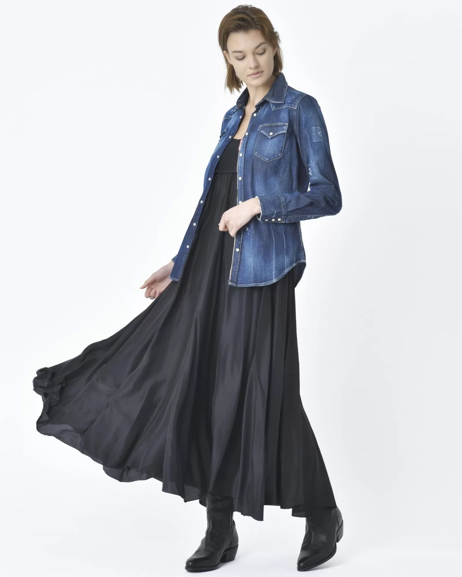 La Piscine Paris Chemise en jean/denim effet déchiré Dsquared2 Bleu Cheap