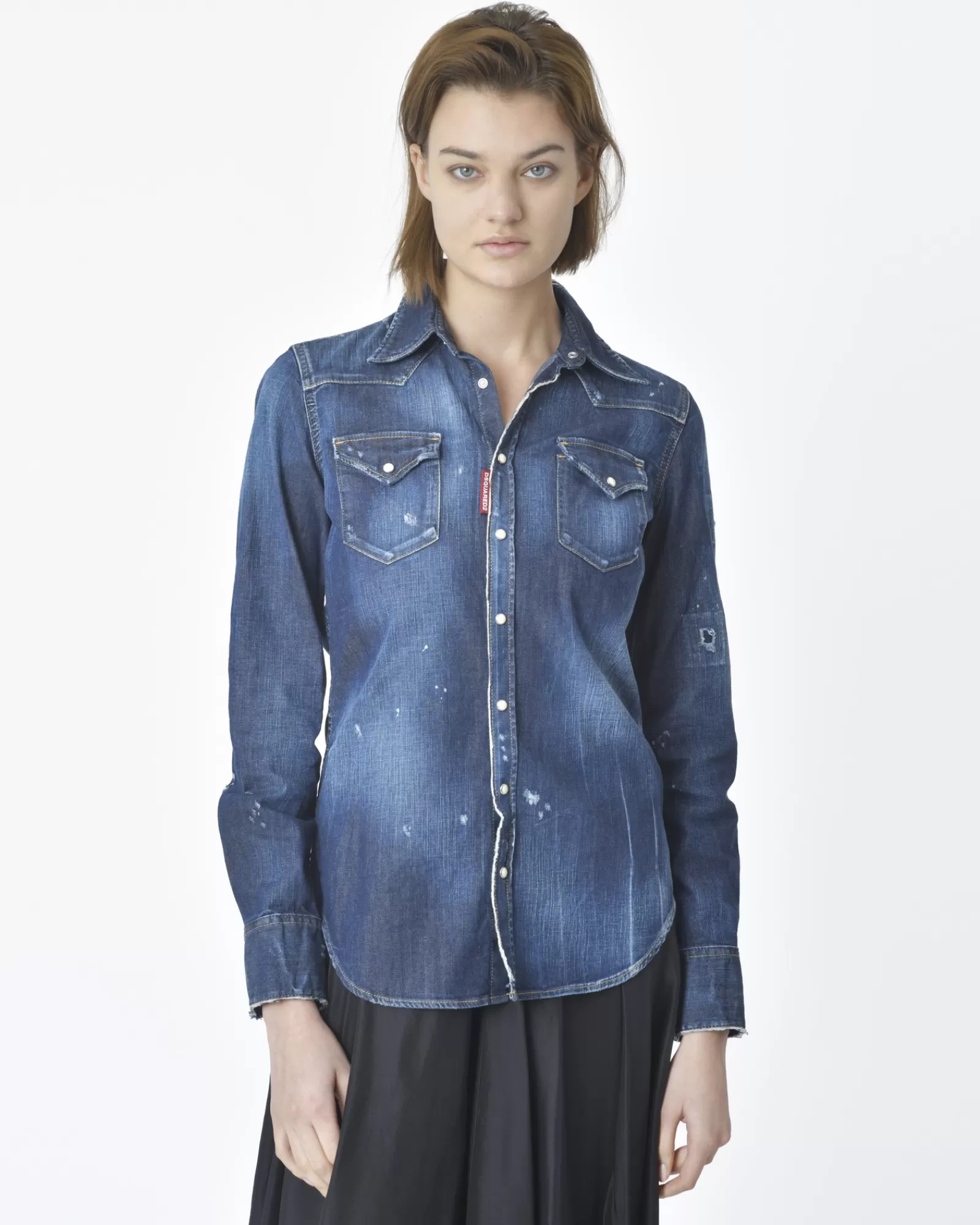 La Piscine Paris Chemise en jean/denim effet déchiré Dsquared2 Bleu Cheap