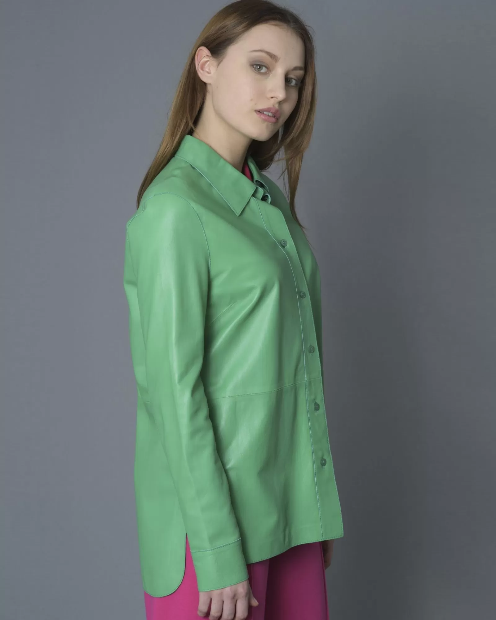 La Piscine Paris Chemise e en cuir d'agneau Stand Studio Vert Hot