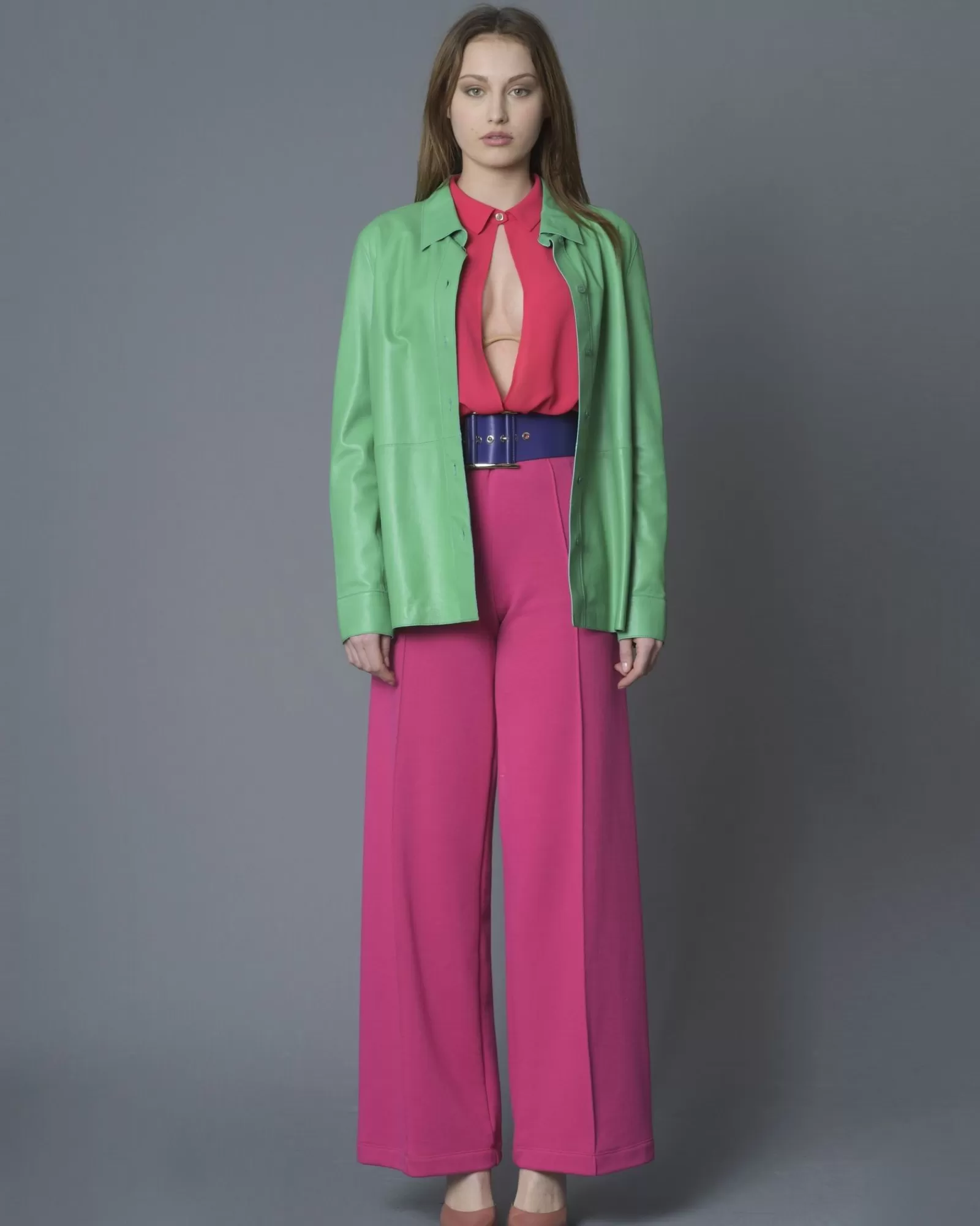 La Piscine Paris Chemise e en cuir d'agneau Stand Studio Vert Hot
