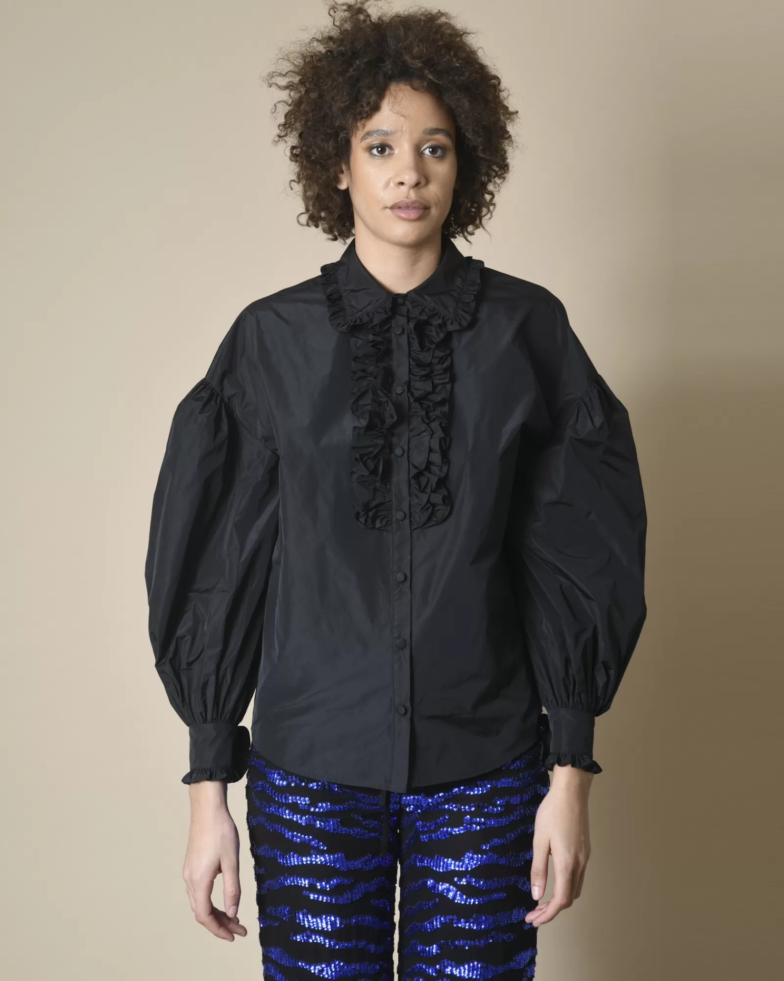 La Piscine Paris Chemisier à volants et manches bouffantes P.A.R.O.S.H Noir Clearance