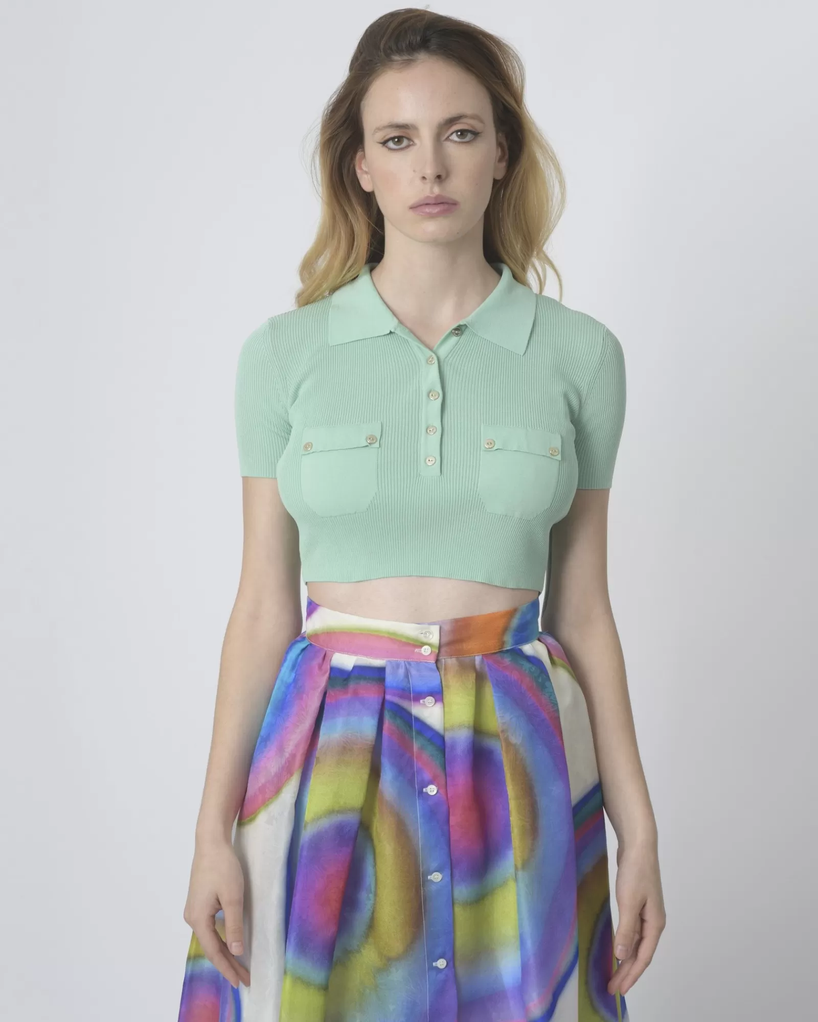 La Piscine Paris Crop top Elisabetta Franchi Vert Flash Sale