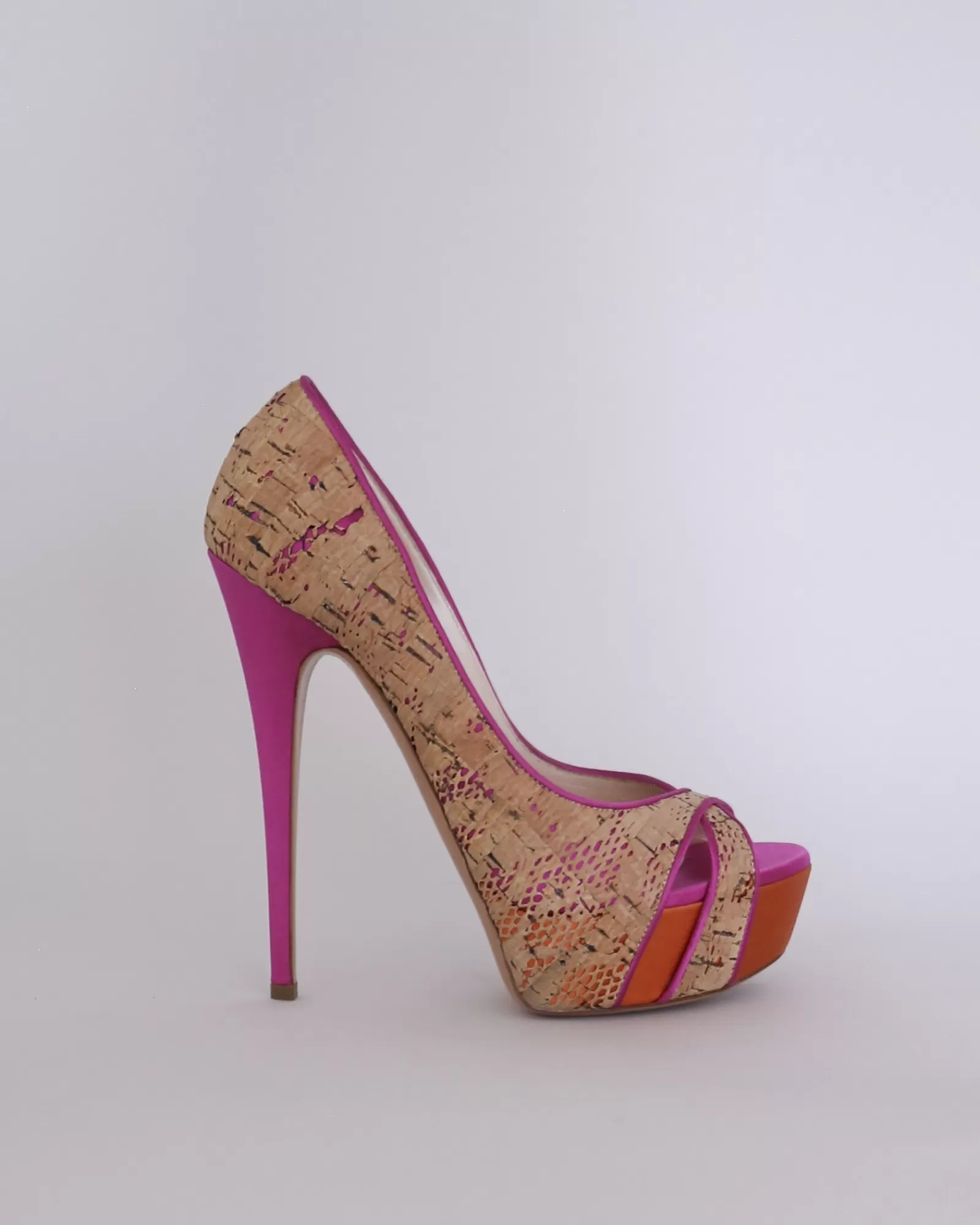 La Piscine Paris Escarpins à talons en effet liège rose Casadei Beige Hot