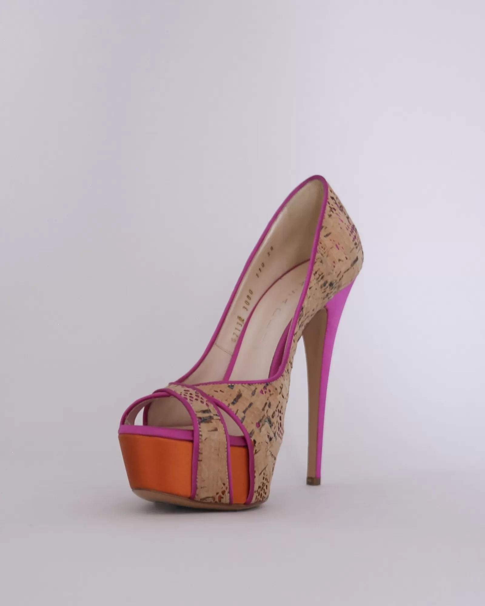 La Piscine Paris Escarpins à talons en effet liège rose Casadei Beige Hot