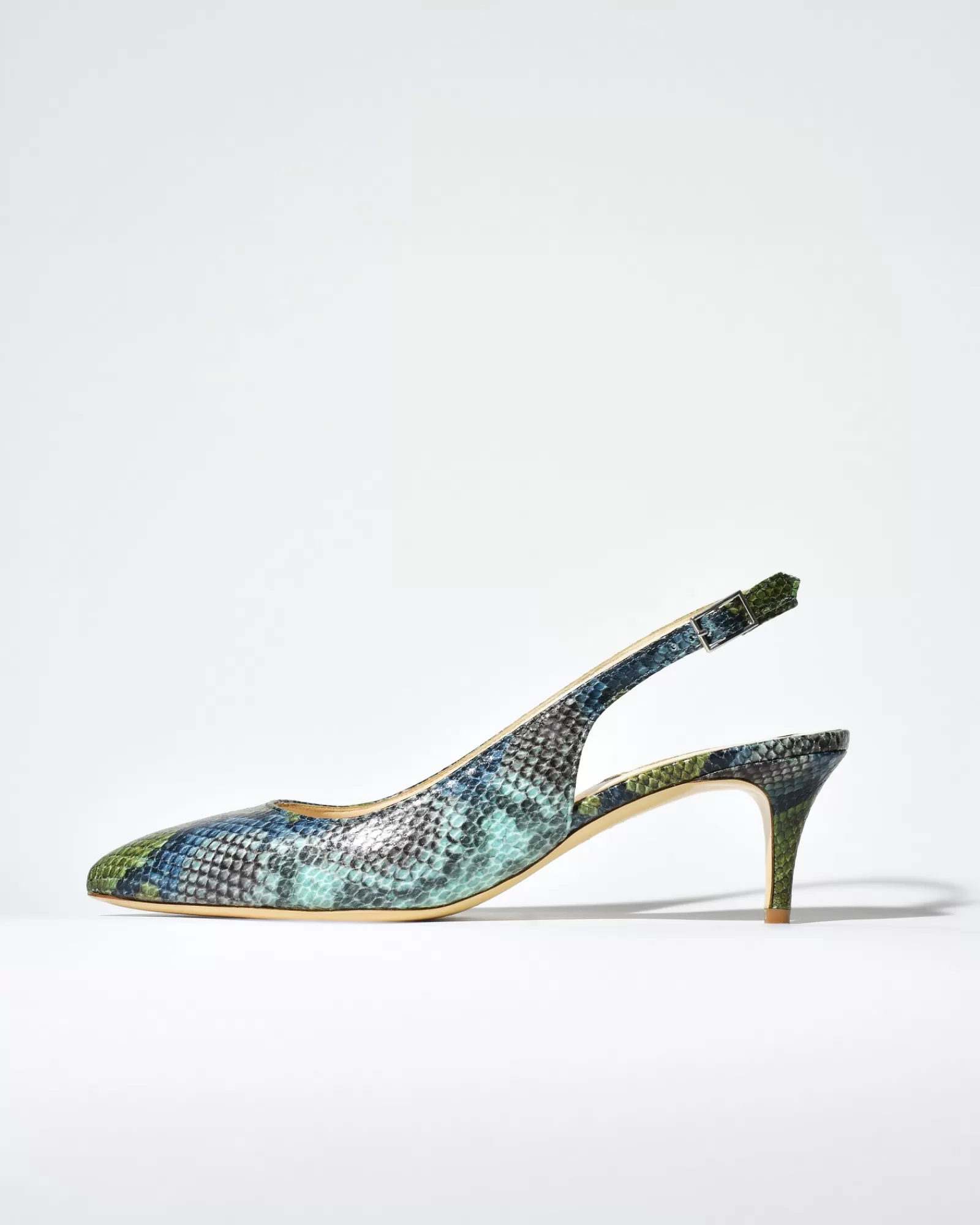 La Piscine Paris Escarpins en cuir effet python Mercadal Bleu Hot