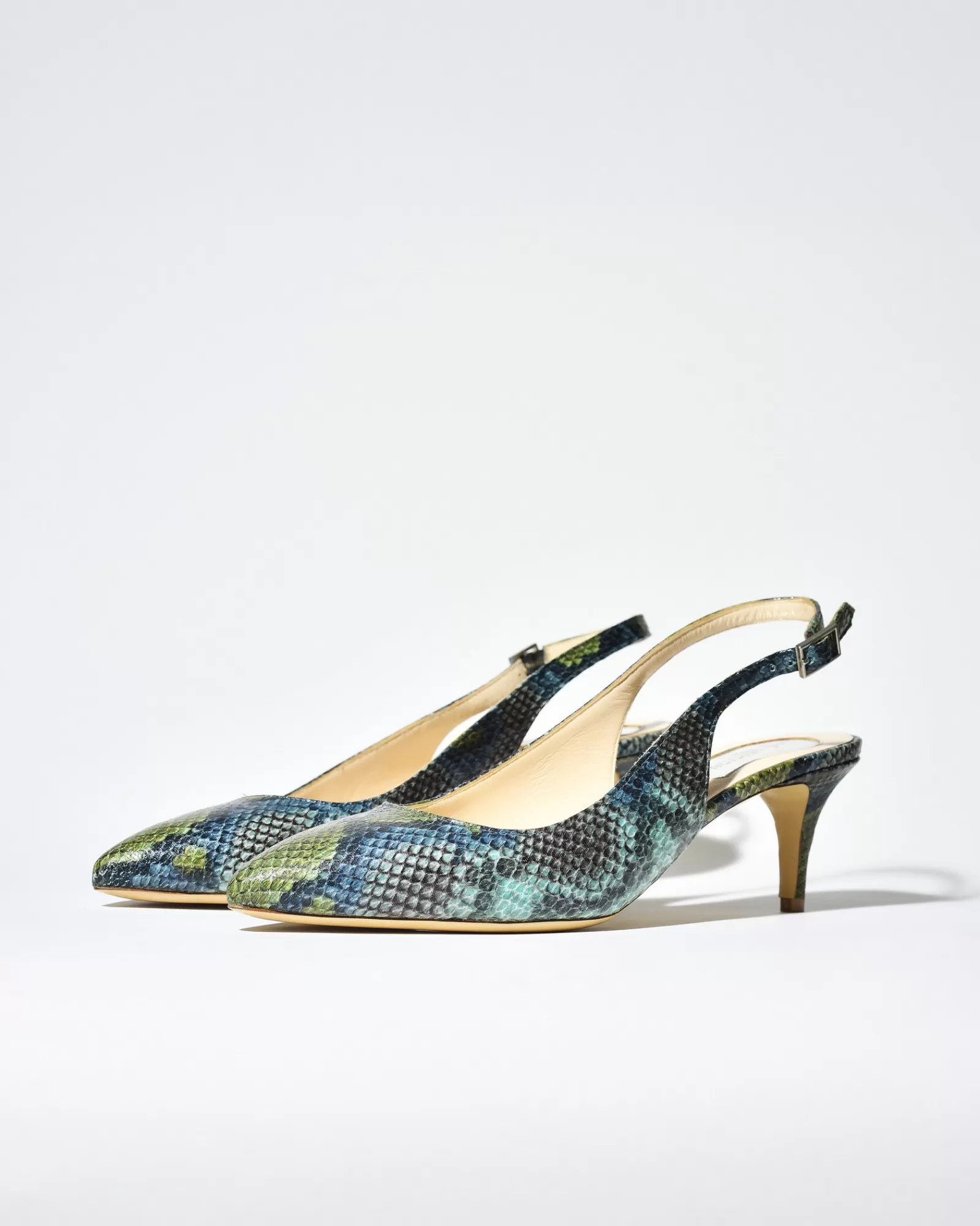 La Piscine Paris Escarpins en cuir effet python Mercadal Bleu Hot