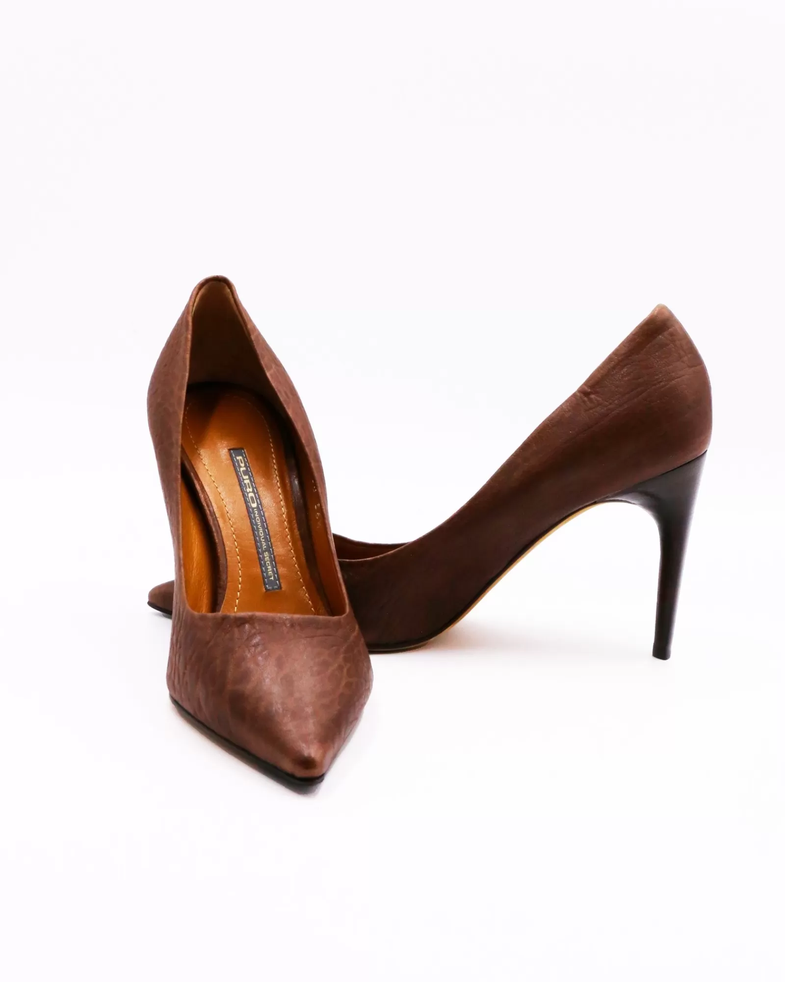 La Piscine Paris Escarpins en cuir Puro Marron Flash Sale
