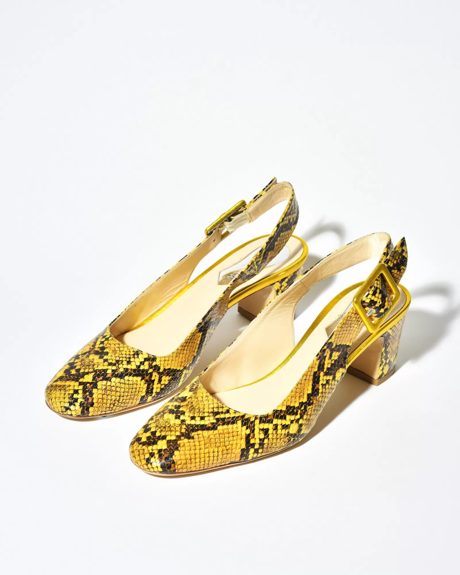 La Piscine Paris Escarpins en cuir effet python Mercadal Jaune Store